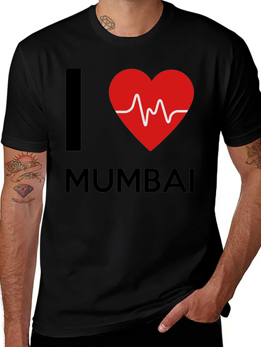 I Love Mumbai Graphic Tee - Black Cotton T-Shirt