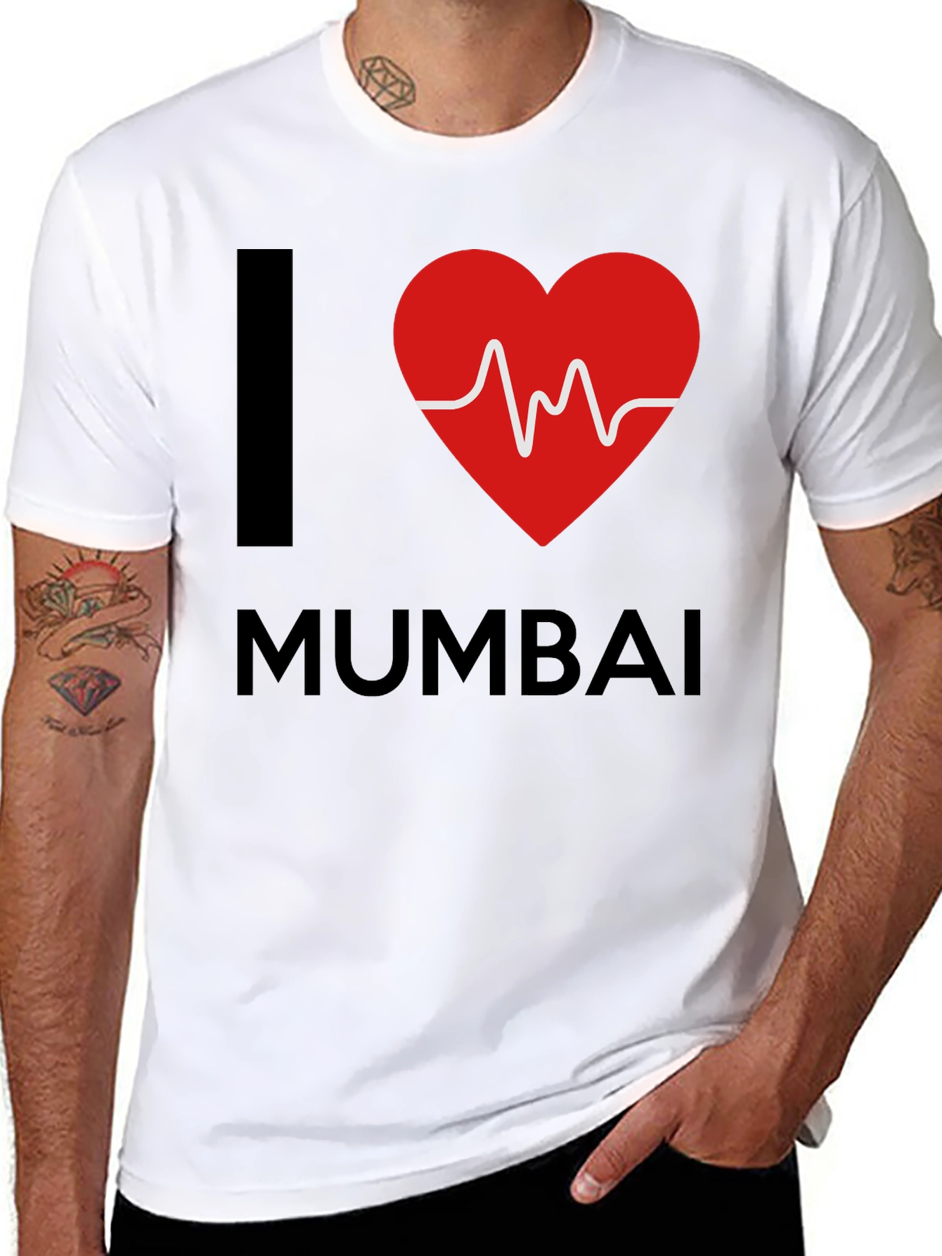 I Love Mumbai Graphic Tee - Black Cotton T-Shirt
