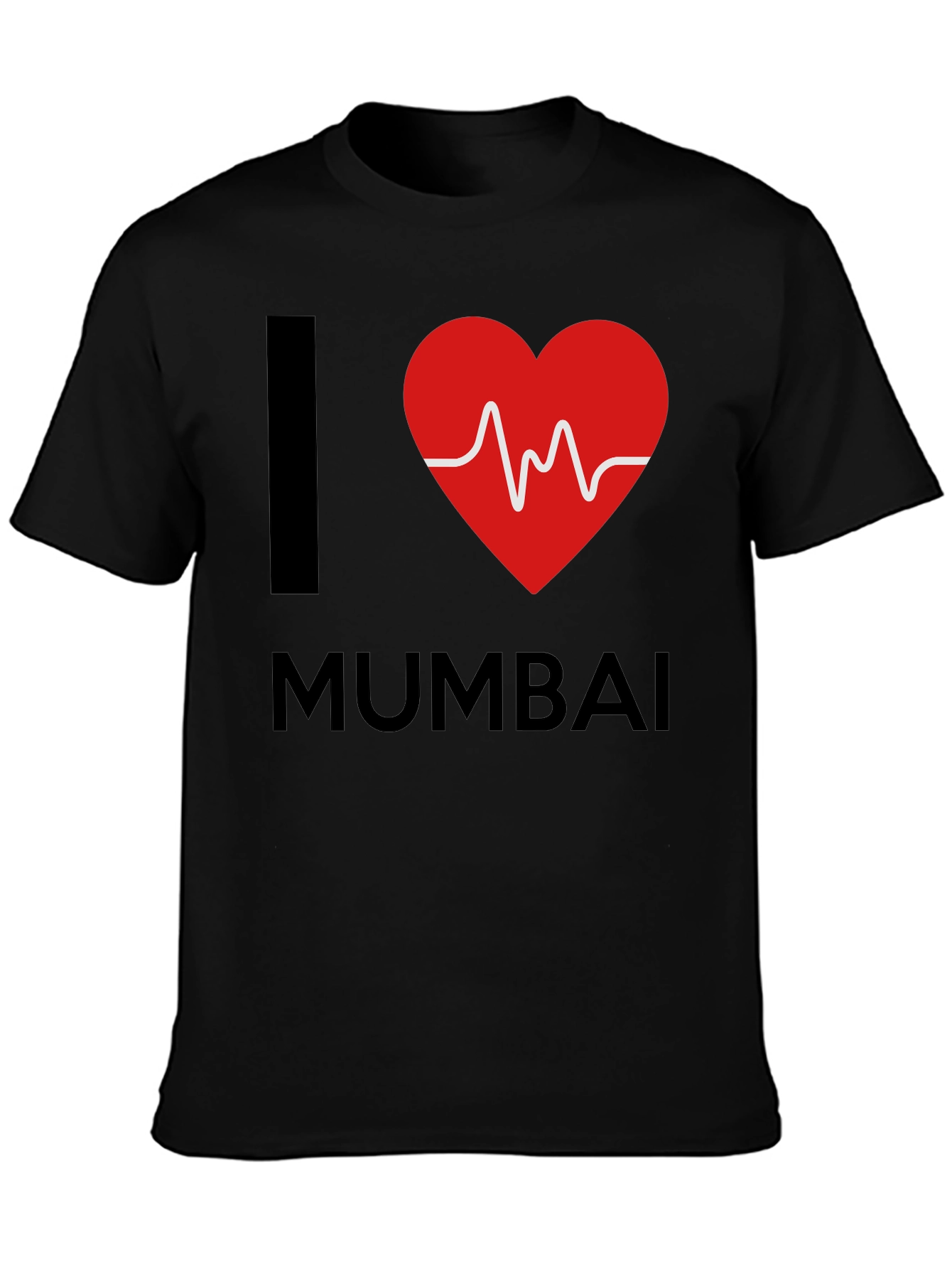 I Love Mumbai Graphic Tee - Black Cotton T-Shirt