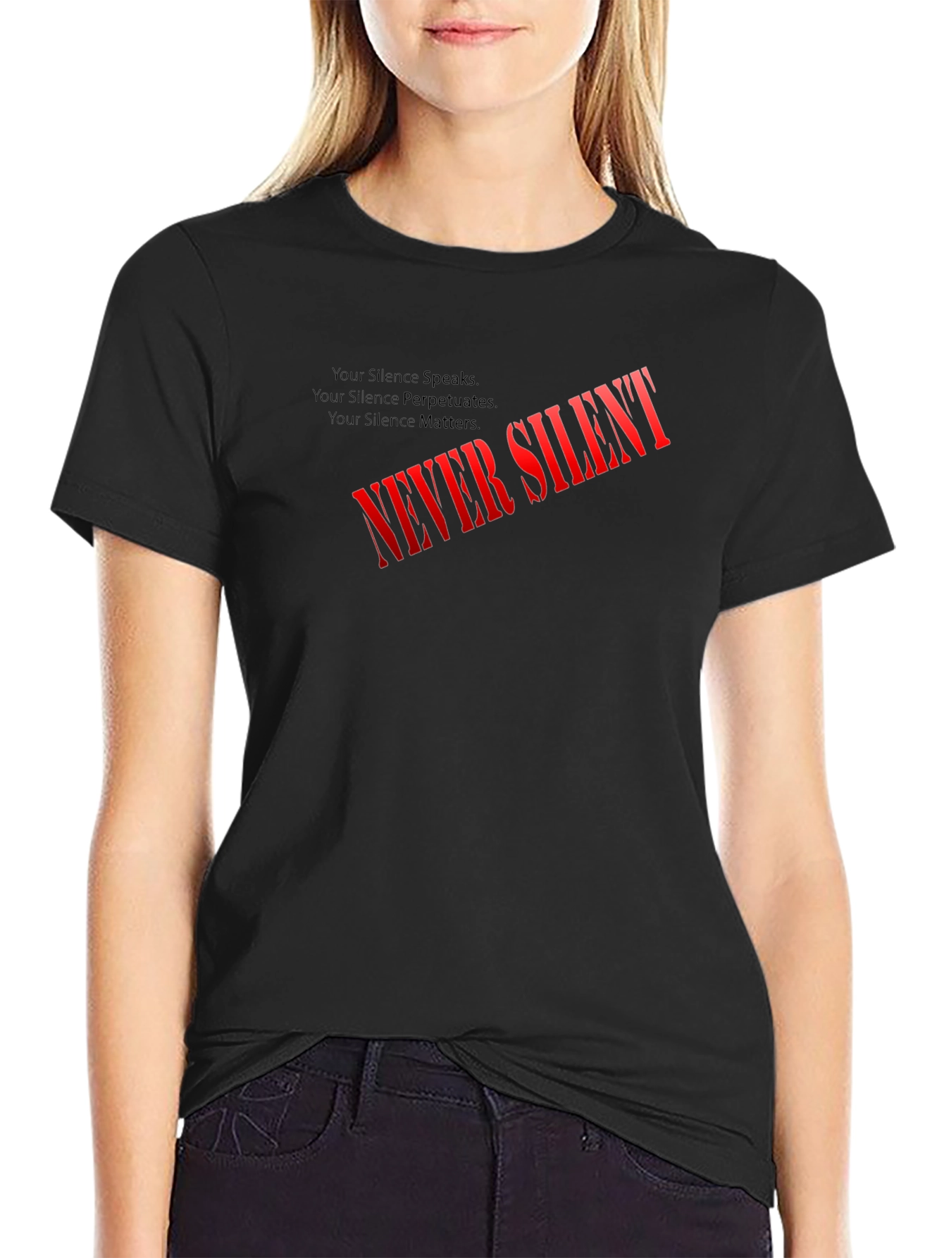 Never Silent Black Graphic Tee
