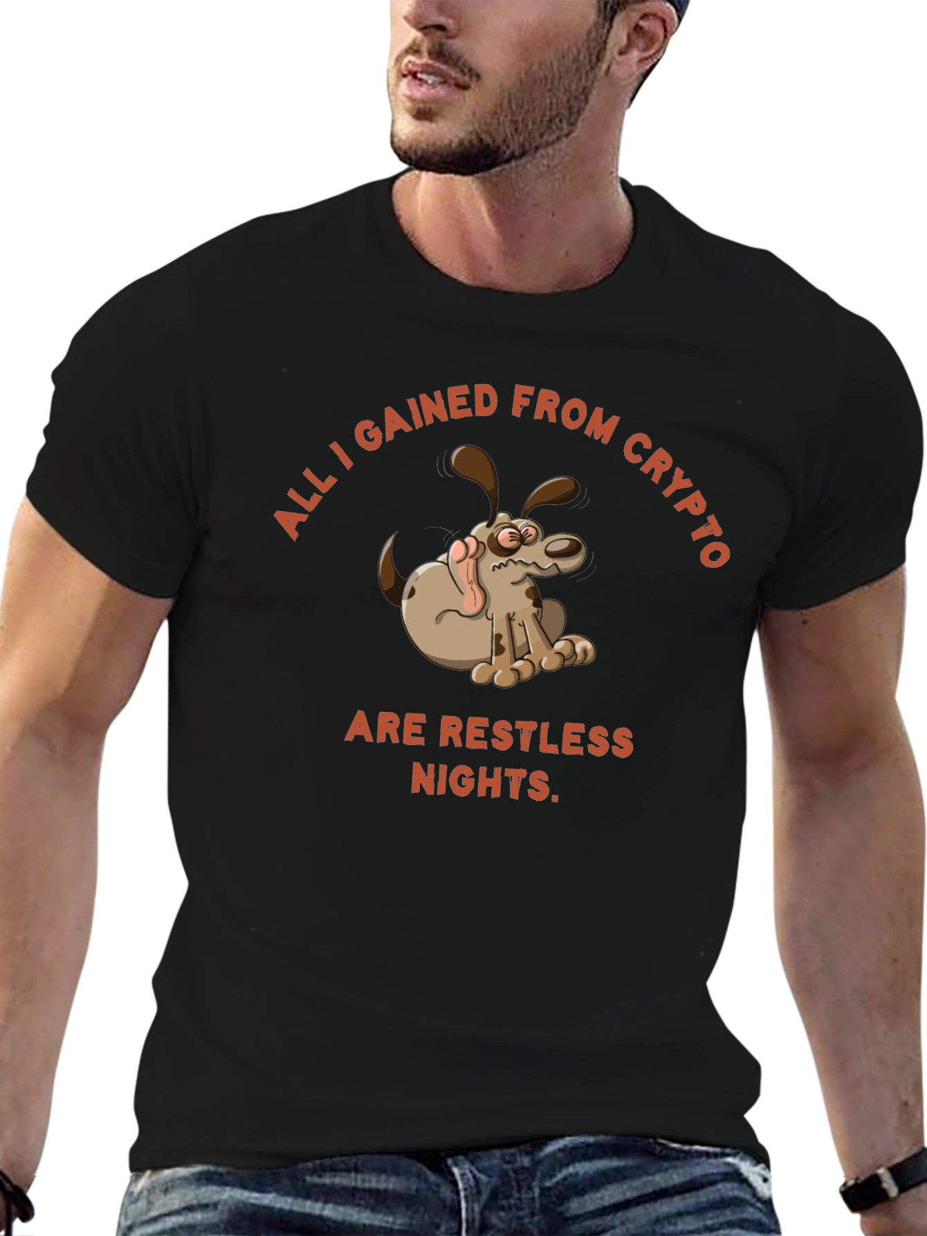 Crypto Restless Nights T-Shirt - Funny Dog Design