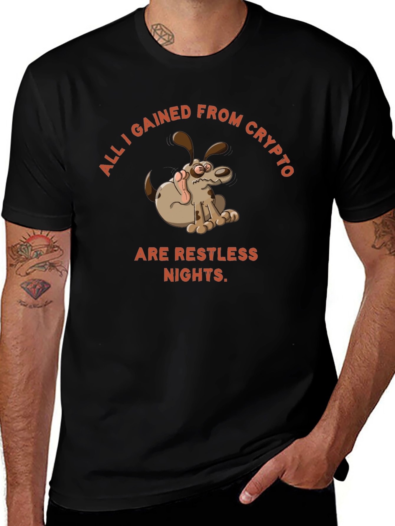 Crypto Restless Nights T-Shirt - Funny Dog Design