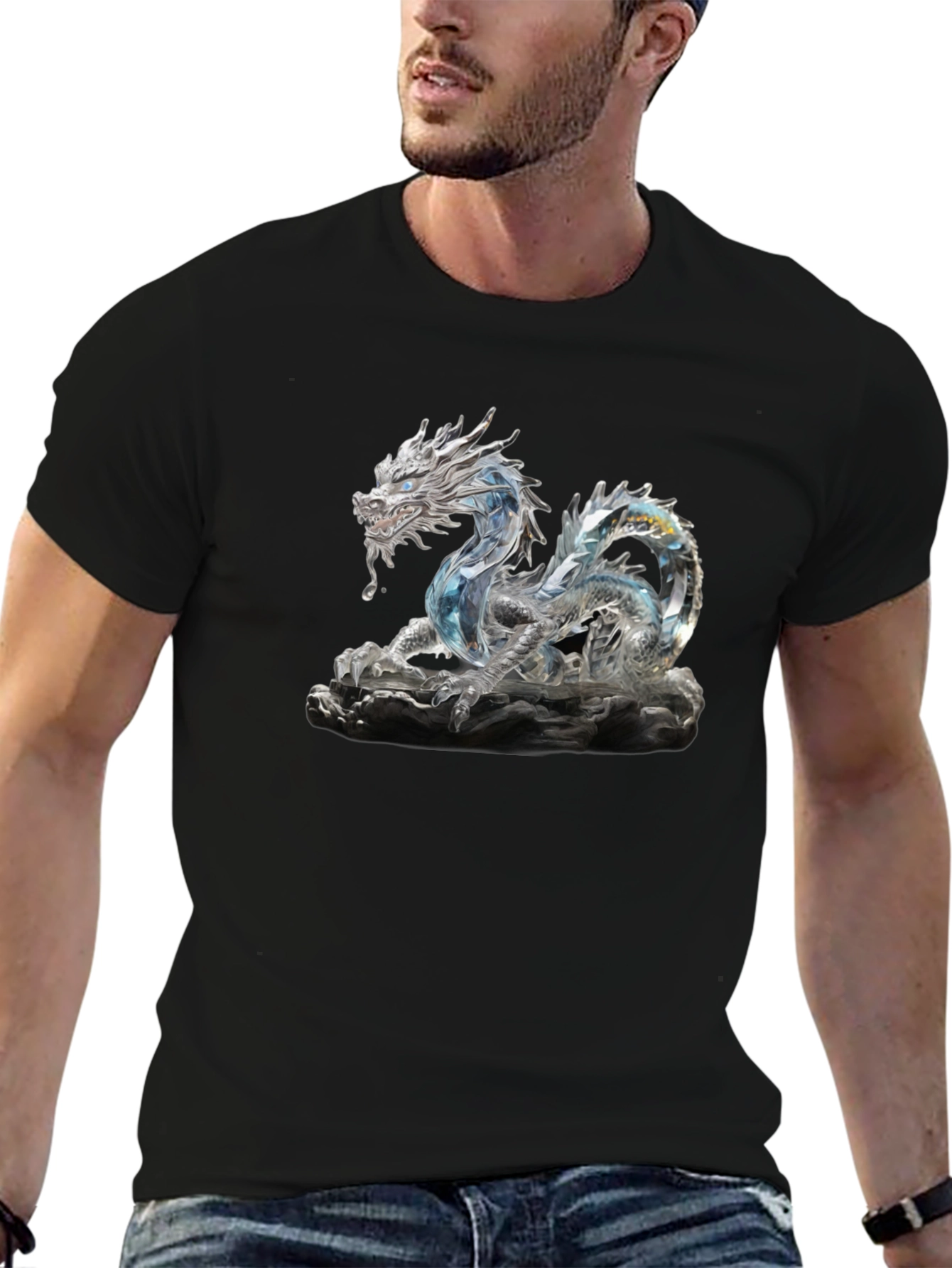 Crystal Dragon Graphic Tee - Black