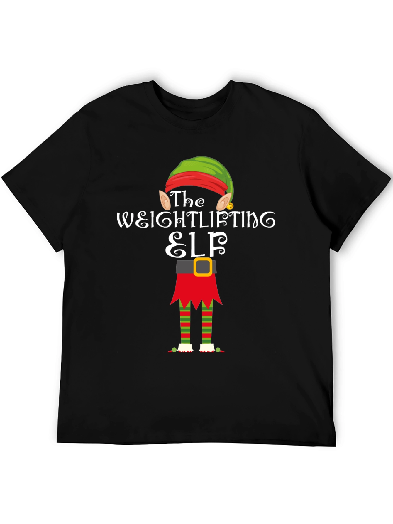 Weightlifting Elf Christmas T-Shirt