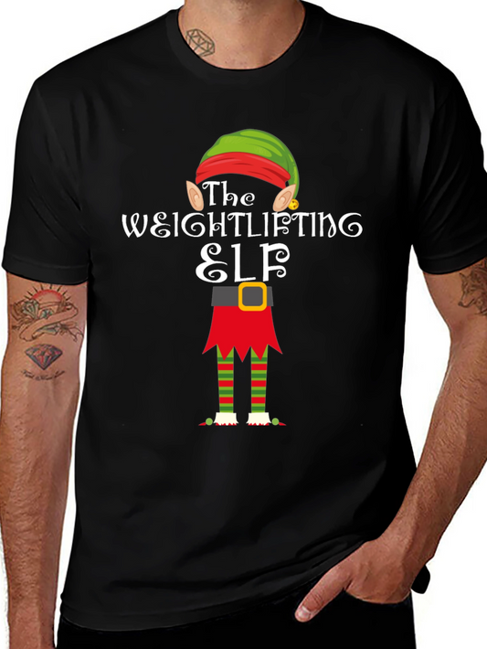 Weightlifting Elf Christmas T-Shirt