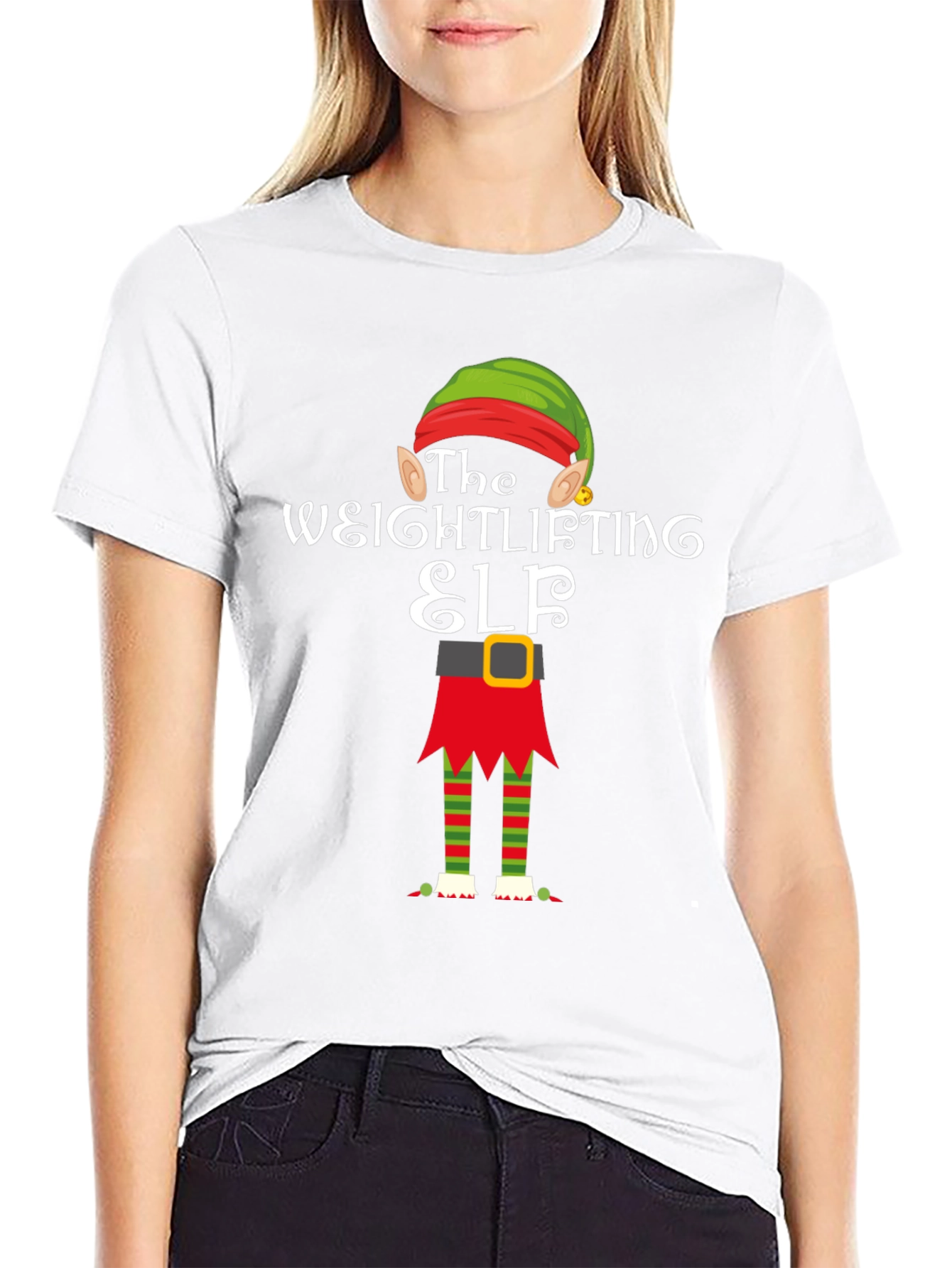Weightlifting Elf Christmas T-Shirt