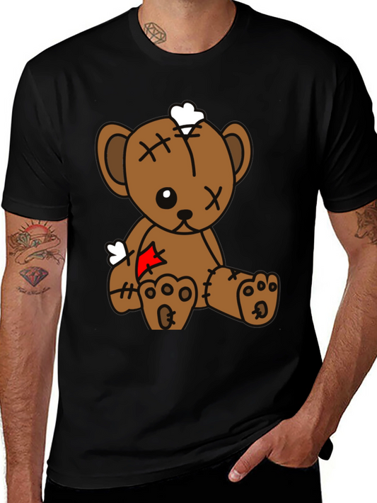Teddy Bear Graphic Tee - Black Cotton Blend