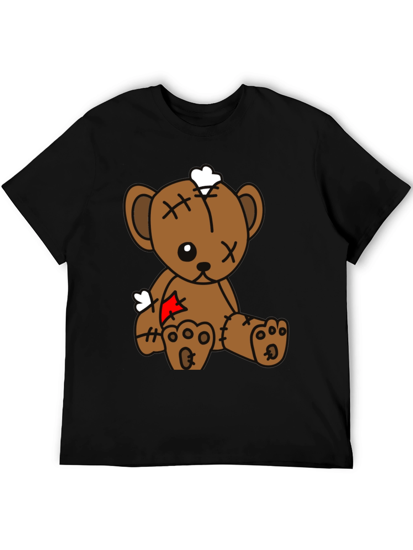 Teddy Bear Graphic Tee - Black Cotton Blend