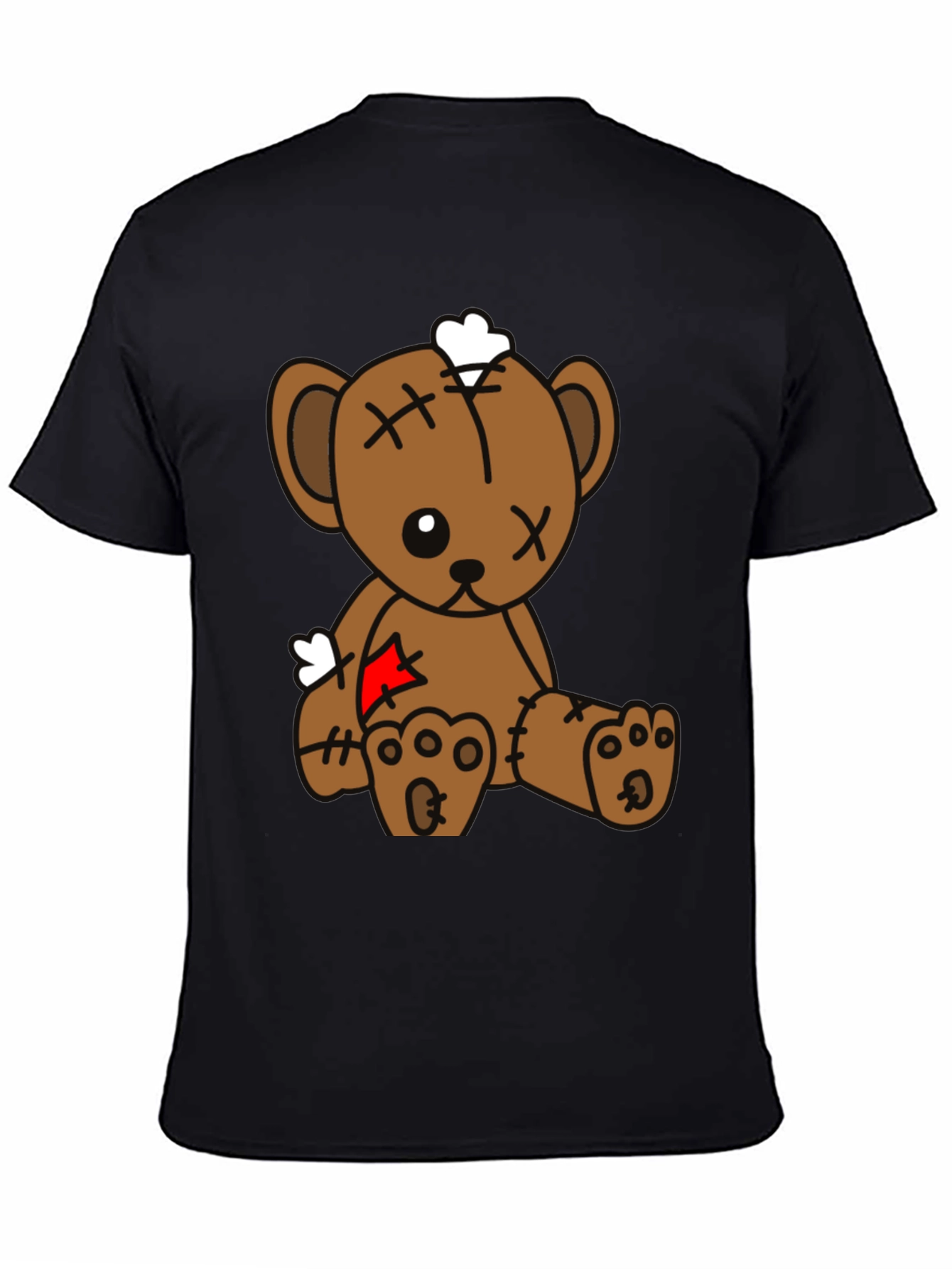 Teddy Bear Graphic Tee - Black Cotton Blend