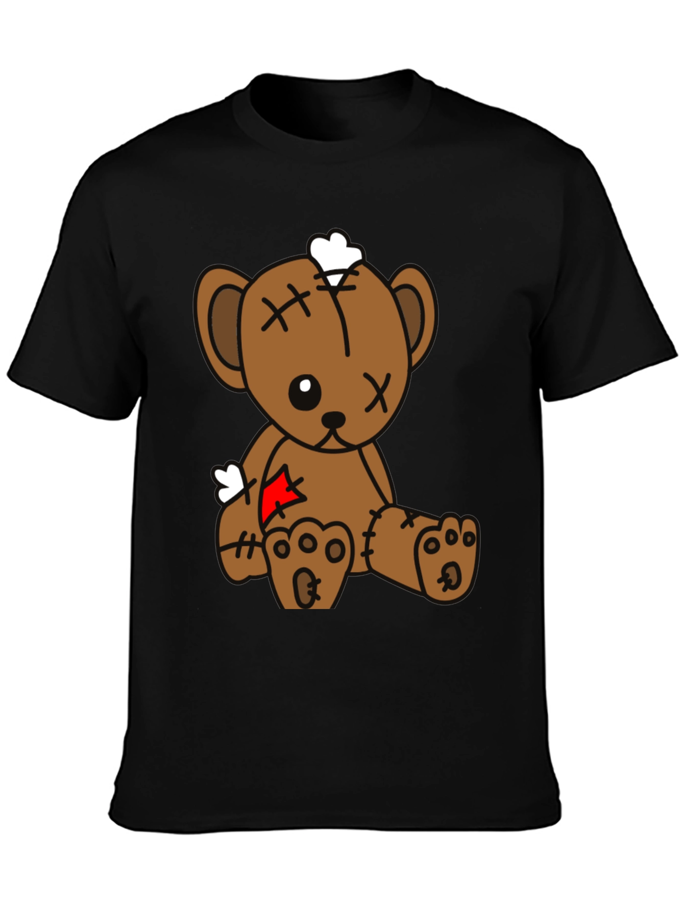 Teddy Bear Graphic Tee - Black Cotton Blend