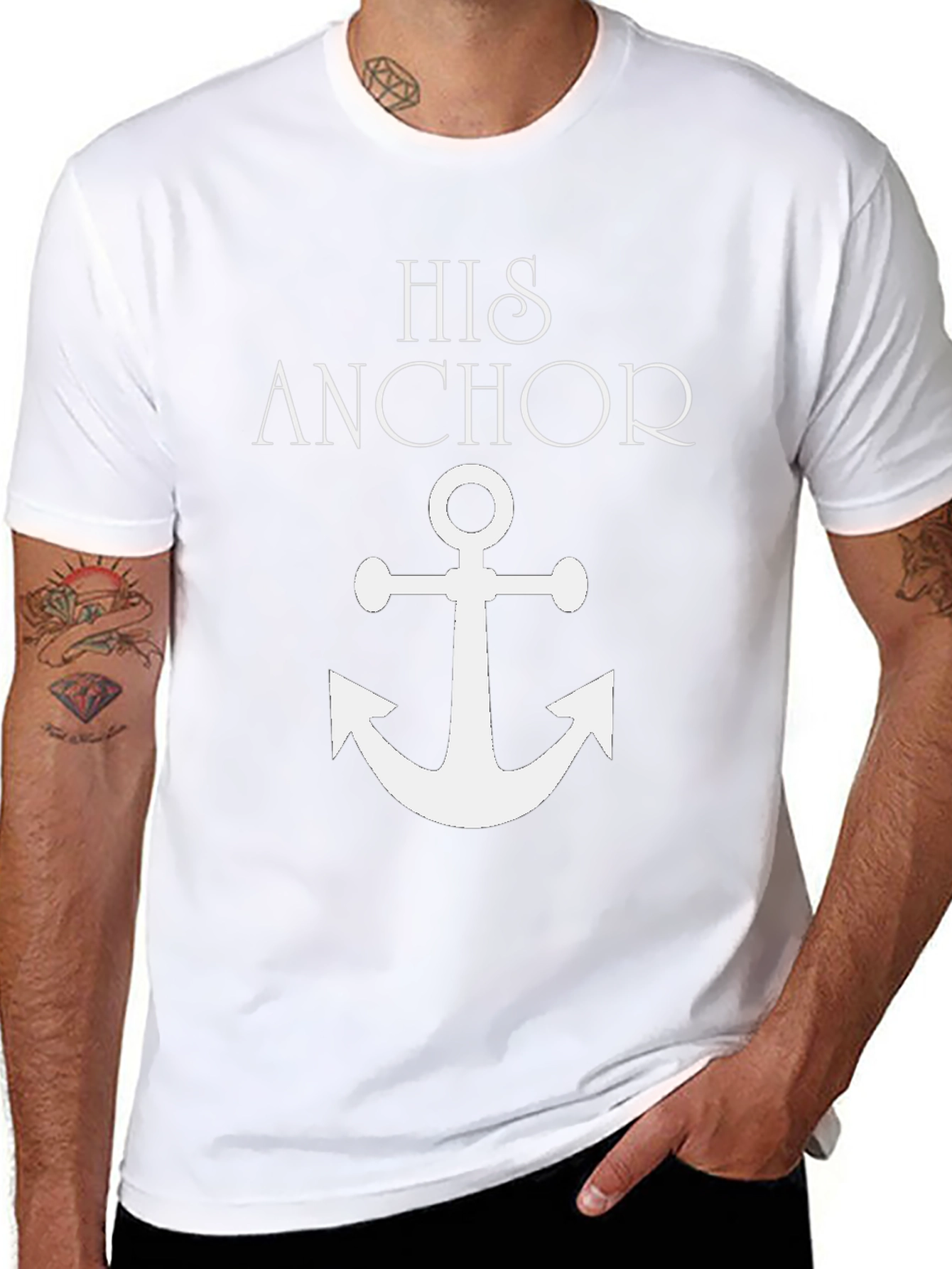 His Anchor Graphic Tee - Black Cotton Blend