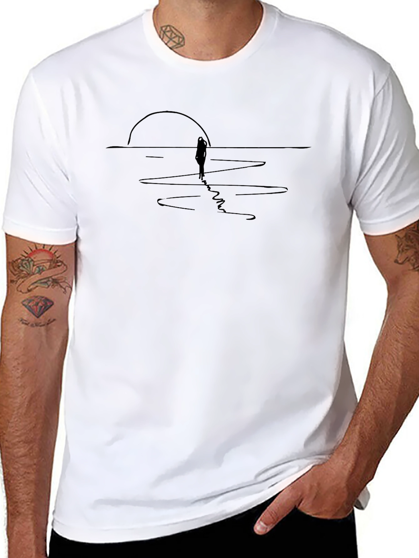 Sunset Silhouette Graphic T-Shirt - Black