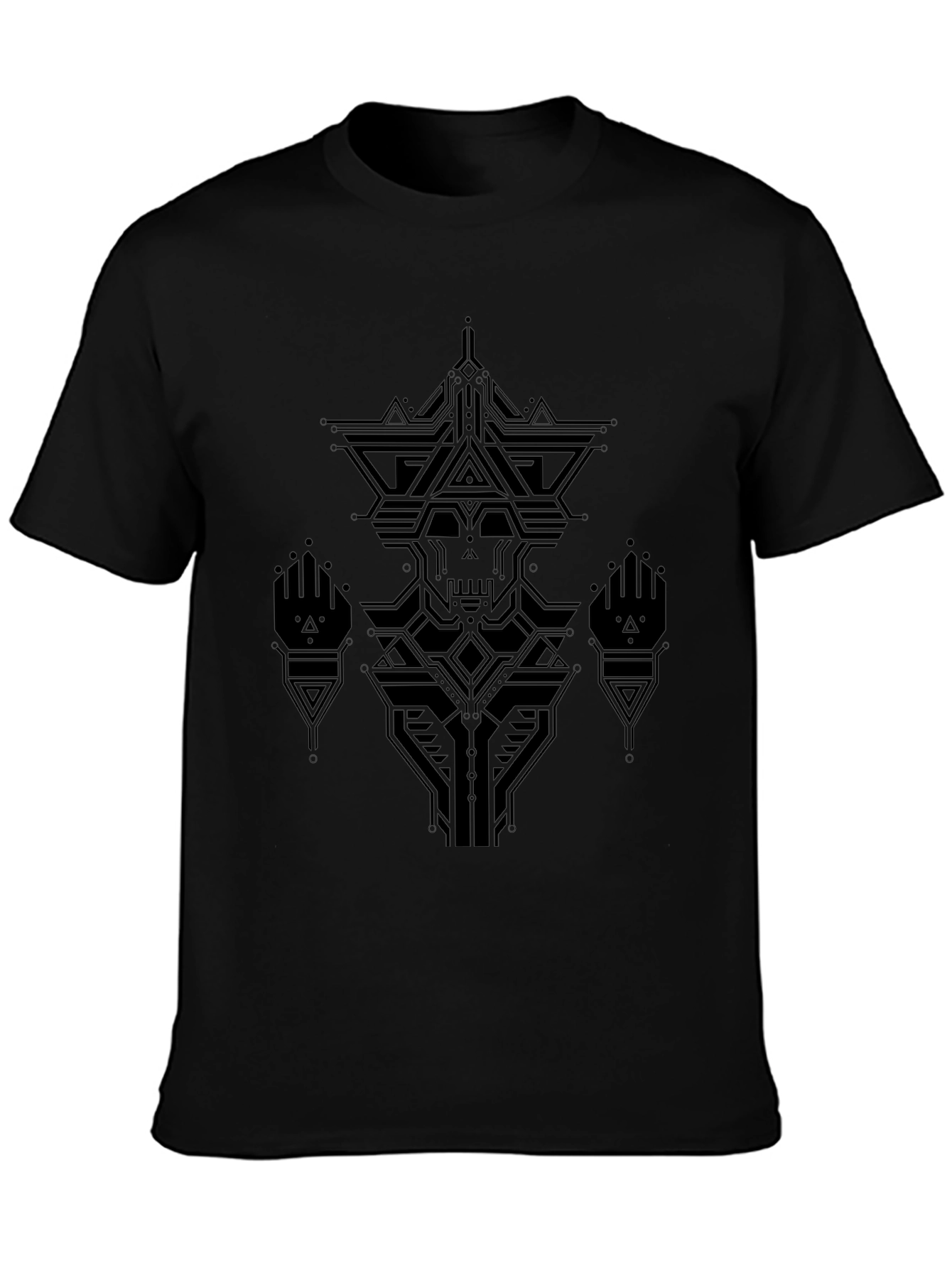 Geometric Skull Graphic Black T-Shirt