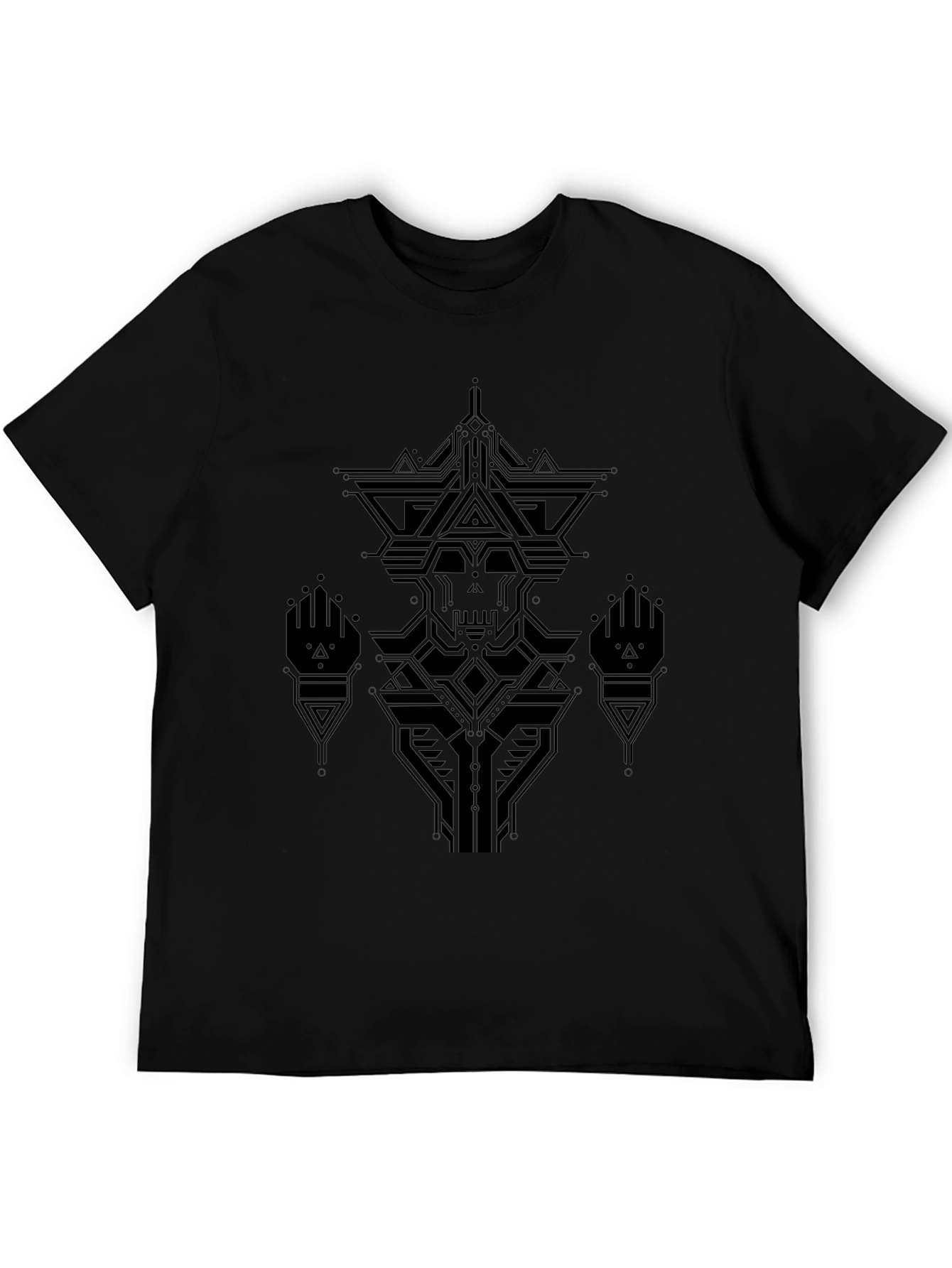 Geometric Skull Graphic Black T-Shirt