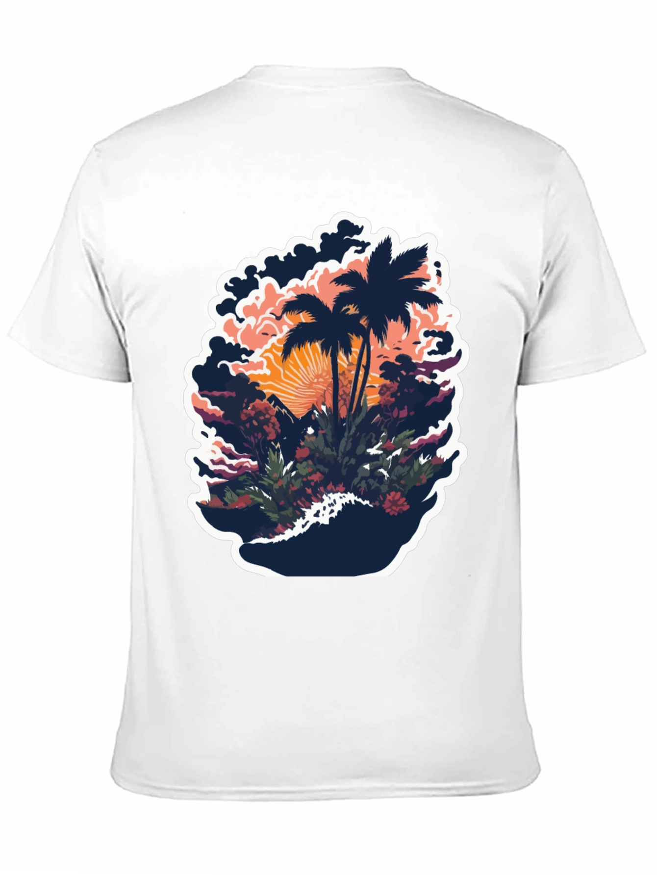 Tropical Palm Tree Graphic Black T-Shirt