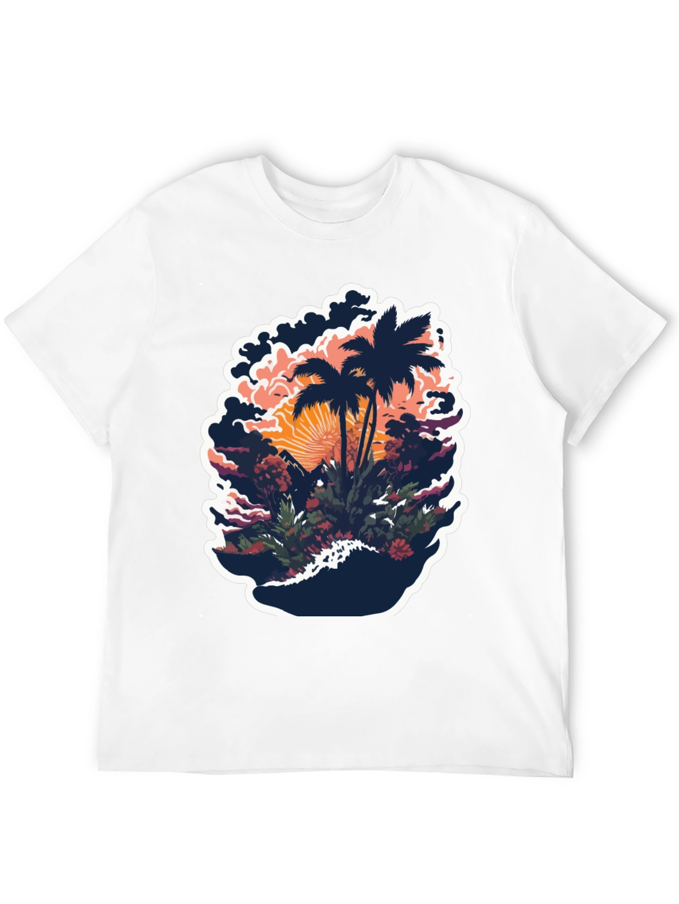 Tropical Palm Tree Graphic Black T-Shirt
