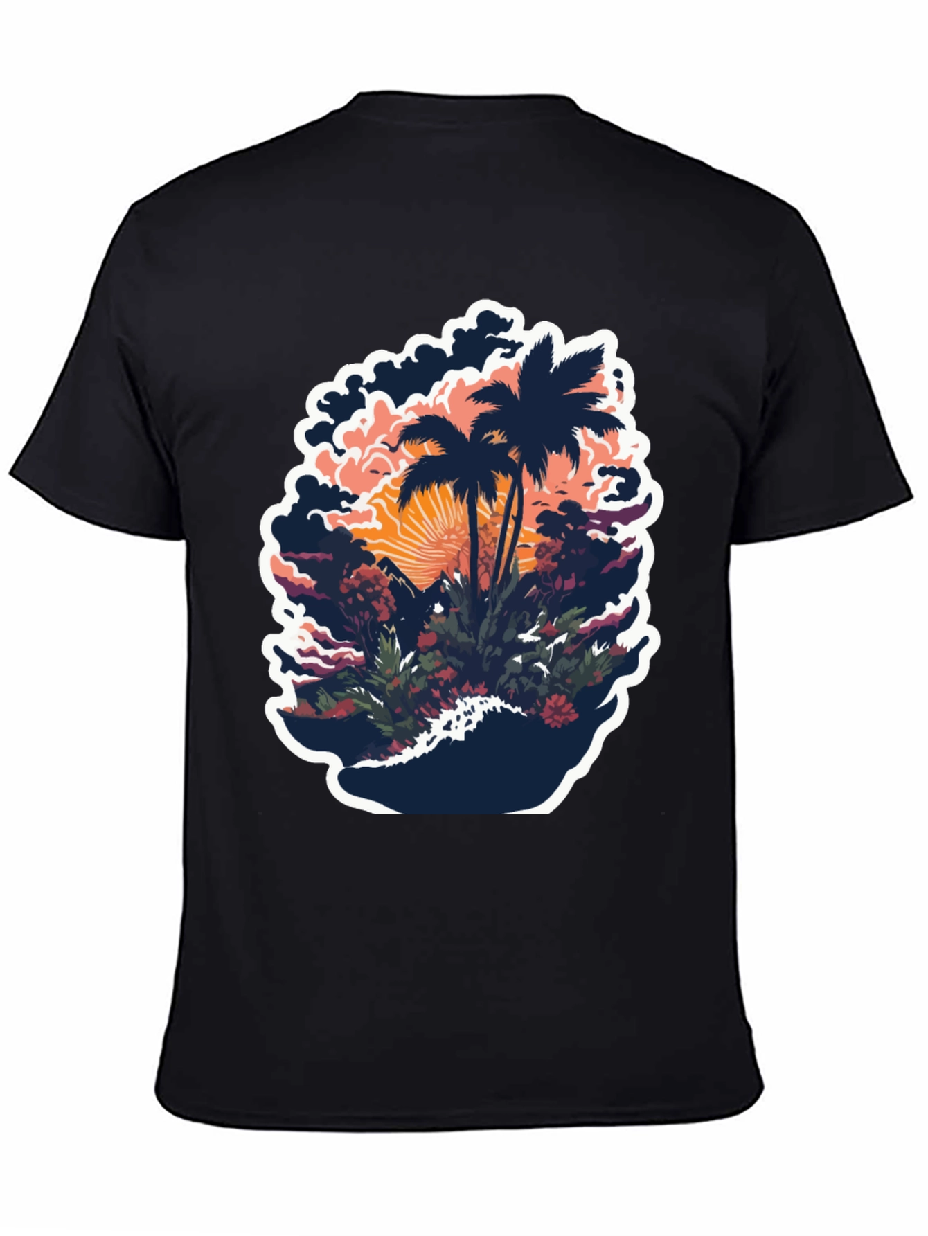Tropical Palm Tree Graphic Black T-Shirt