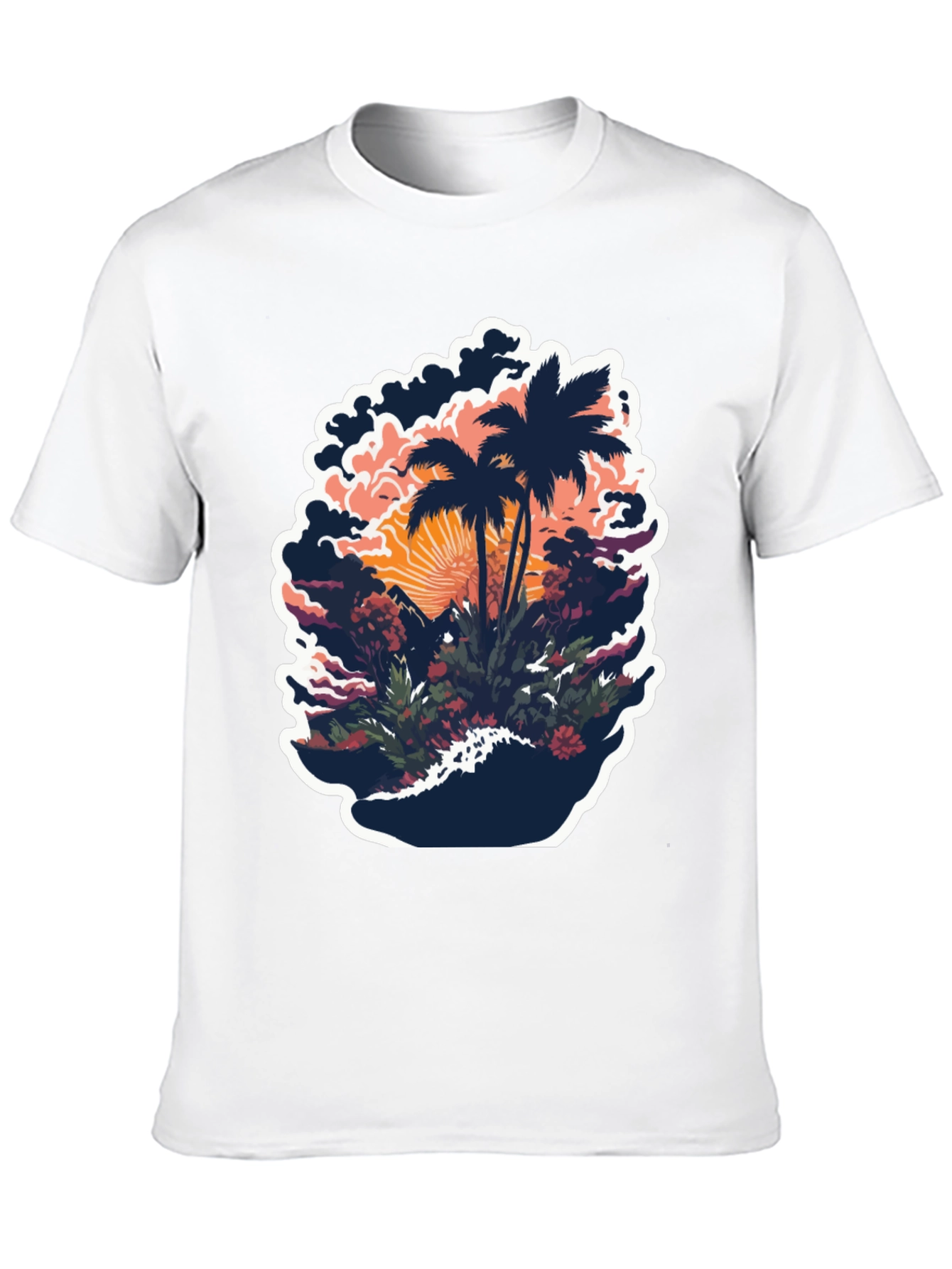 Tropical Palm Tree Graphic Black T-Shirt