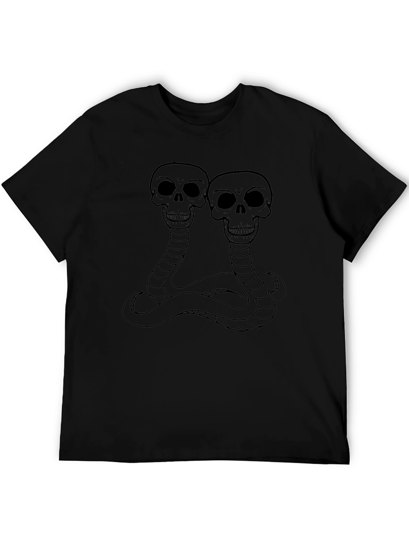 Skull Snake Graphic Tee - Black Cotton T-Shirt