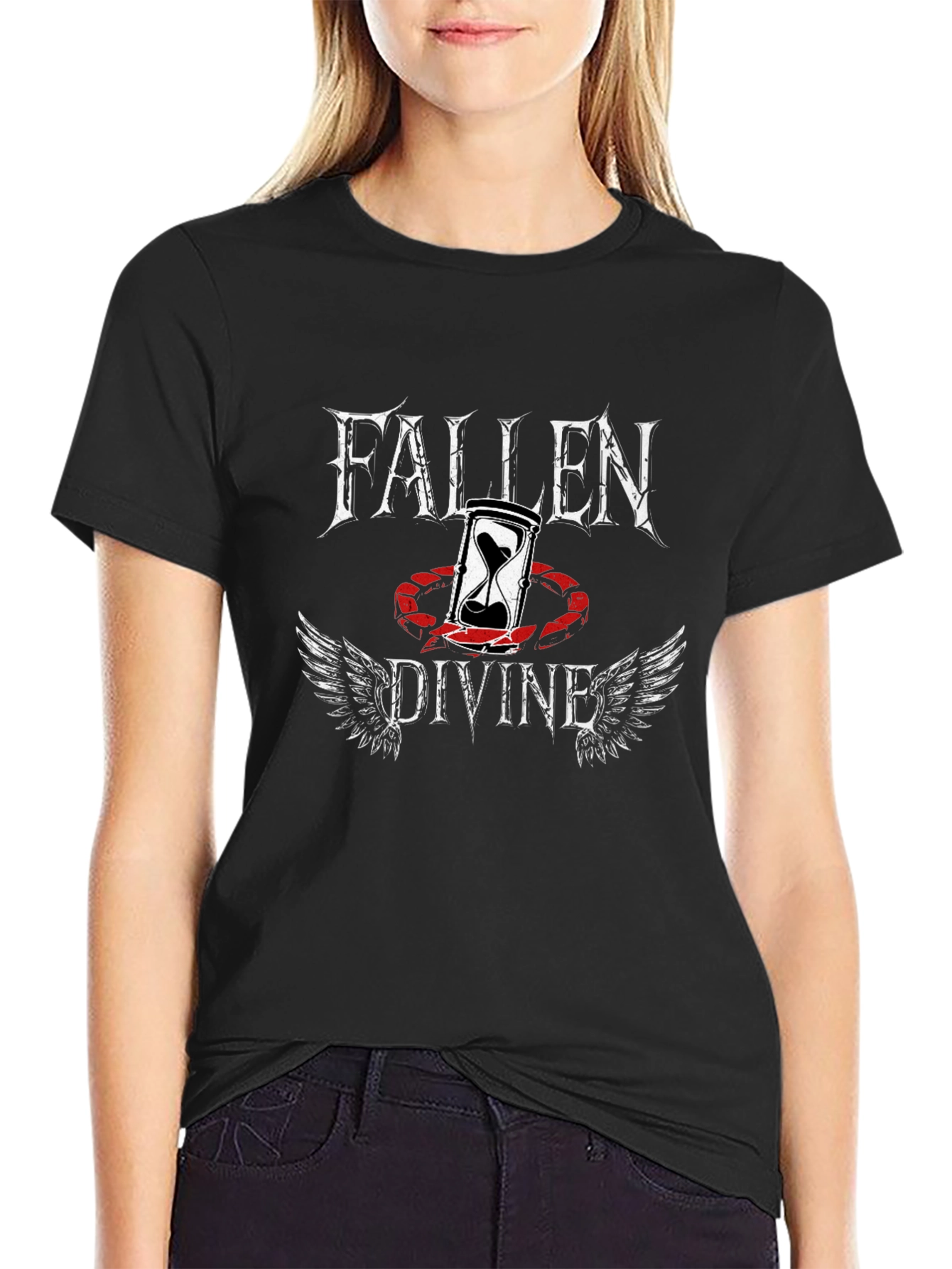 Fallen Divine Graphic Tee - Black Cotton Blend