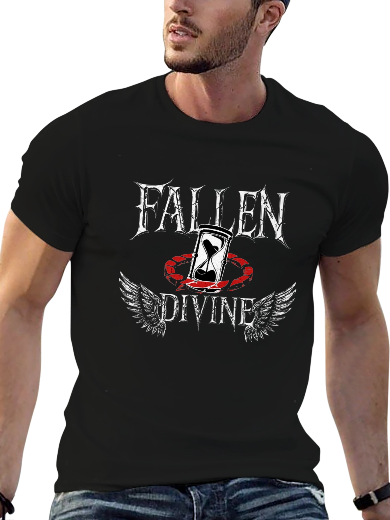Fallen Divine Graphic Tee - Black Cotton Blend