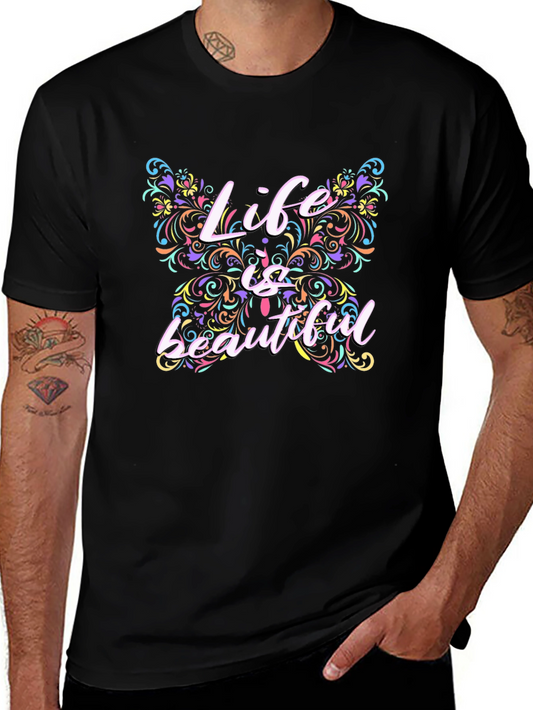 Life Is Beautiful Butterfly Graphic T-Shirt