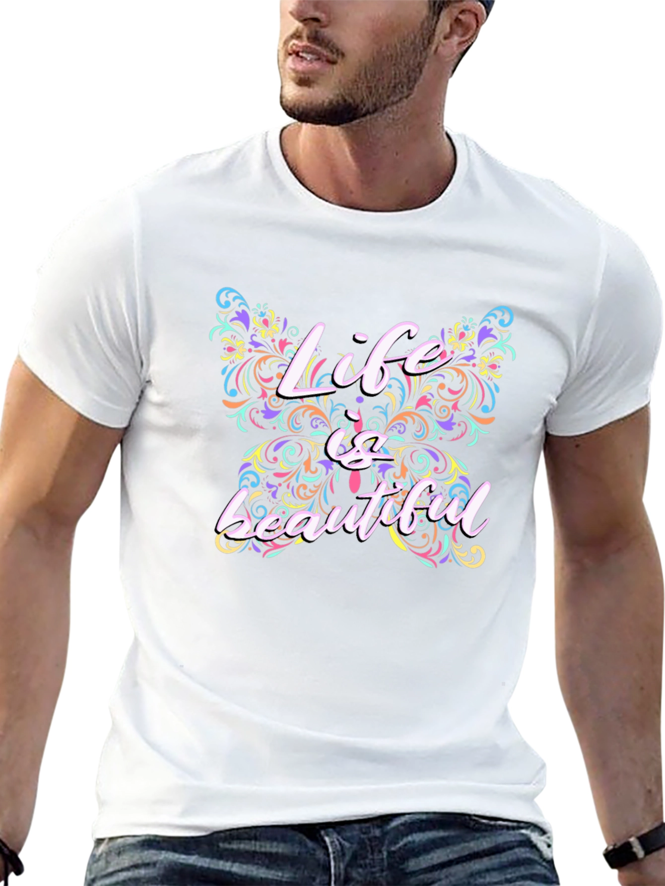 Life Is Beautiful Butterfly Graphic T-Shirt