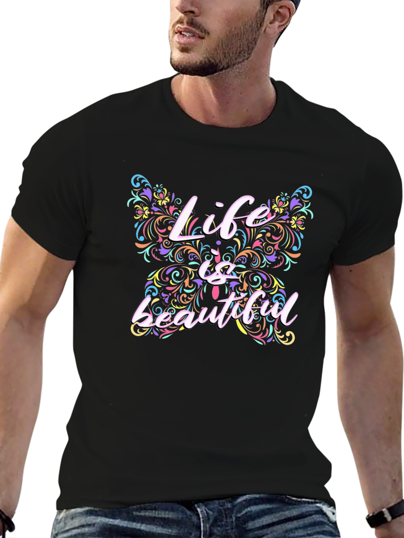 Life Is Beautiful Butterfly Graphic T-Shirt