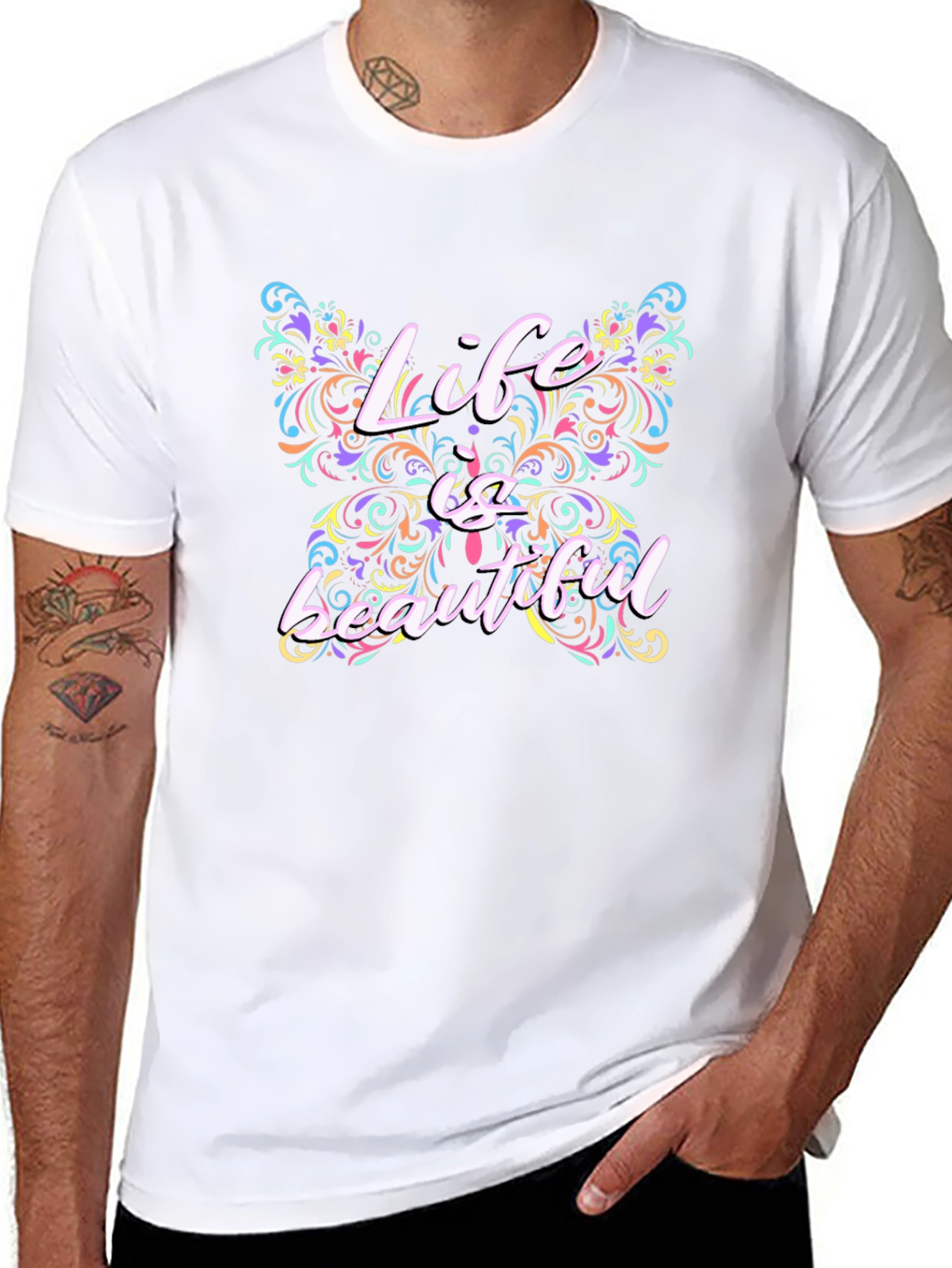 Life Is Beautiful Butterfly Graphic T-Shirt