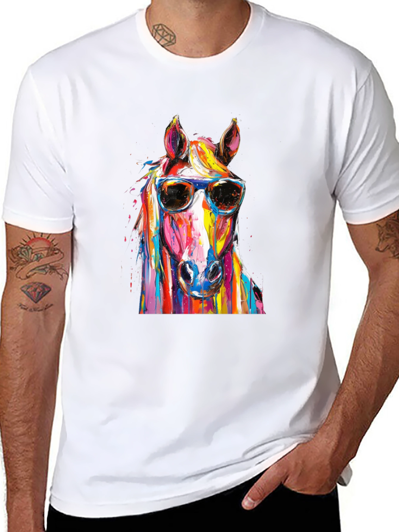 Cool Horse Graphic Tee - Mens Black T-Shirt