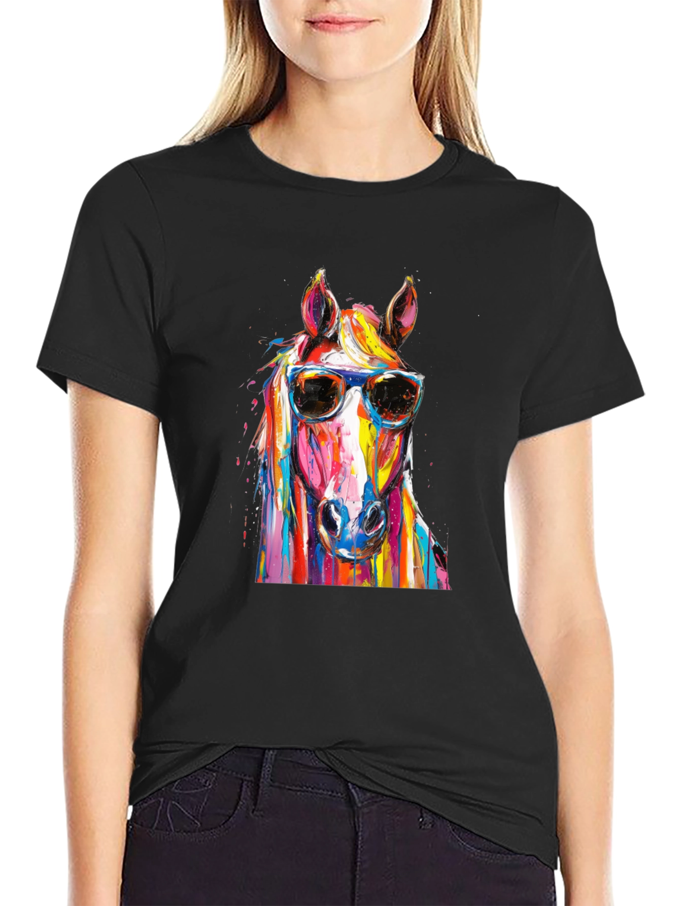 Cool Horse Graphic Tee - Mens Black T-Shirt