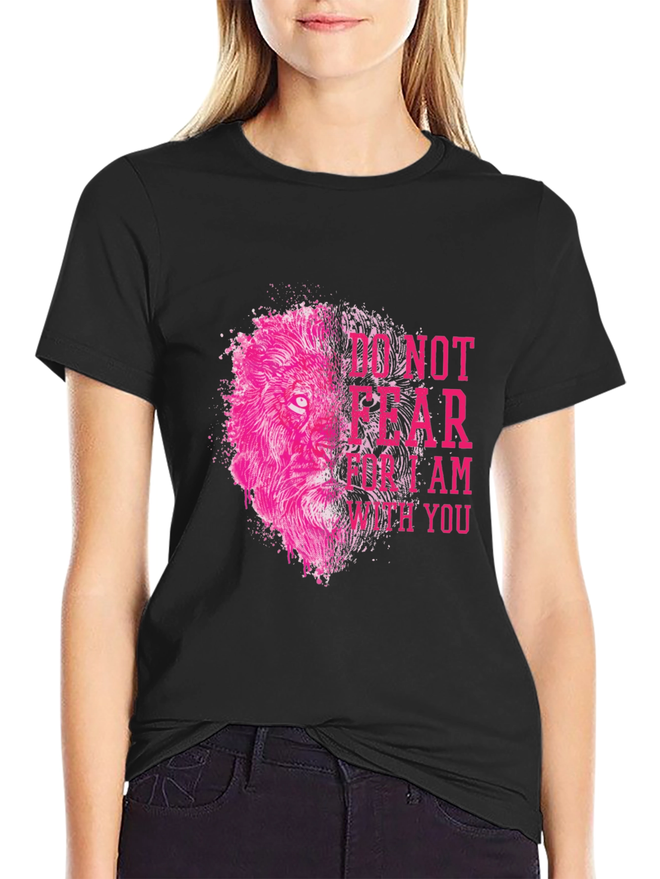 Lion Graphic Print T-Shirt - Do Not Fear