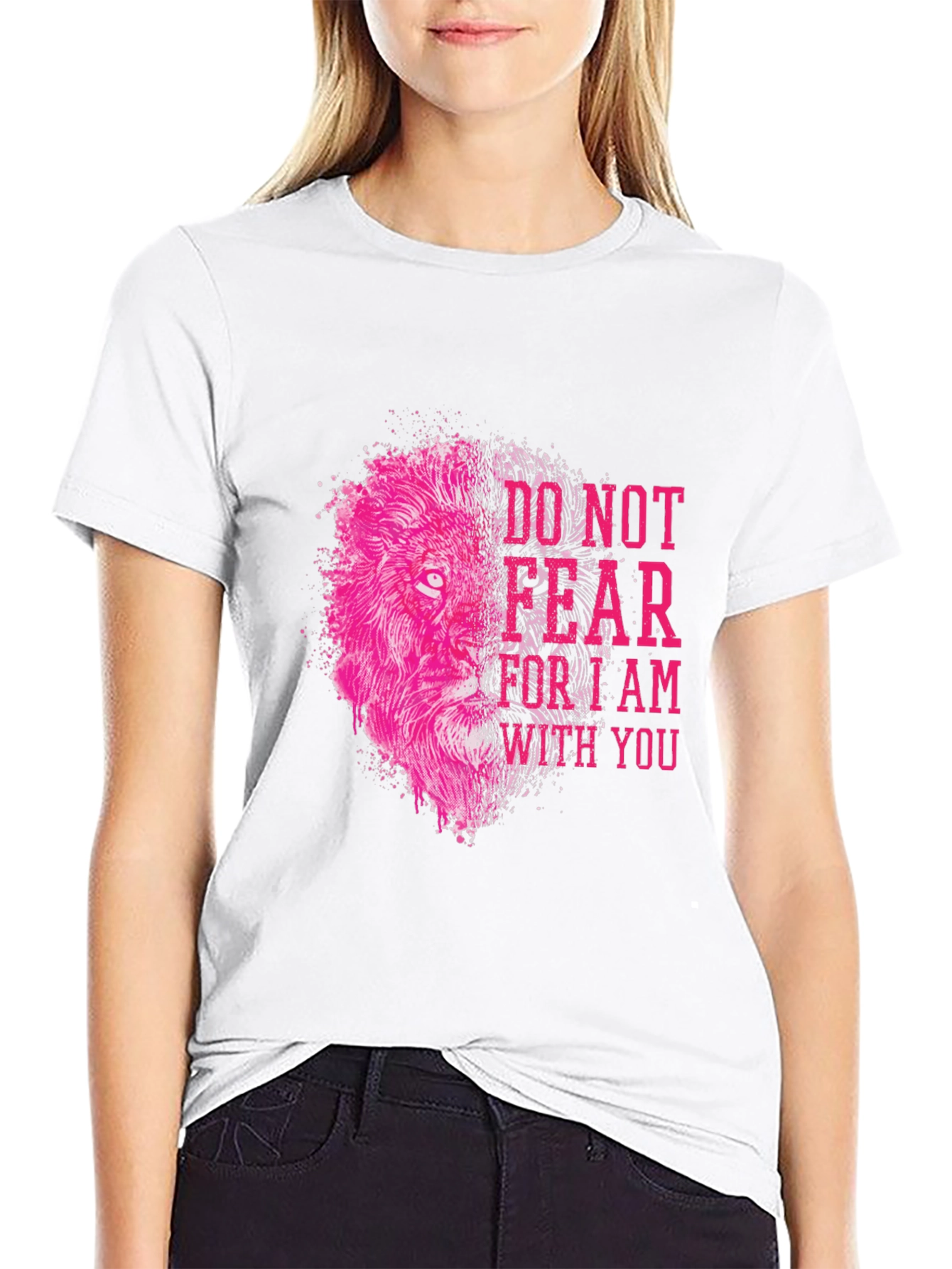 Lion Graphic Print T-Shirt - Do Not Fear