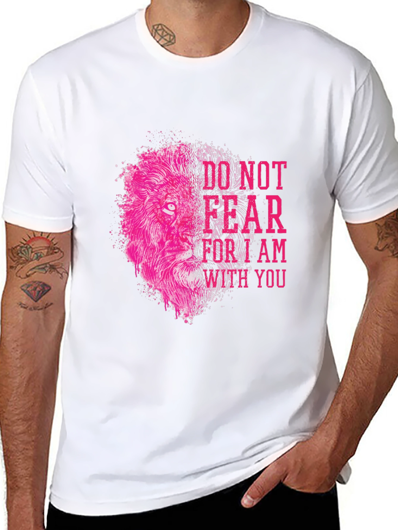 Lion Graphic Print T-Shirt - Do Not Fear