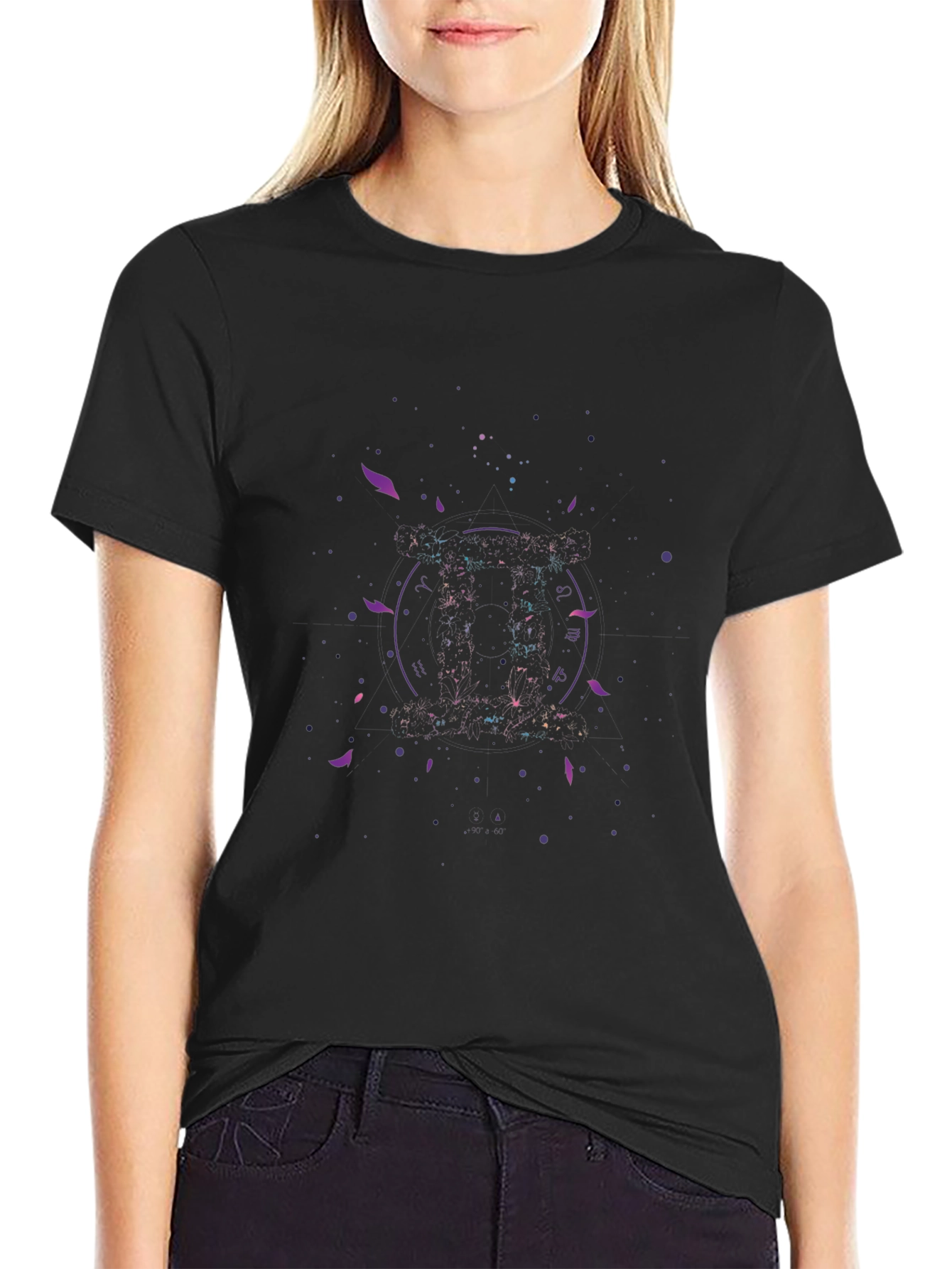 Gemini Zodiac Graphic Black T-Shirt