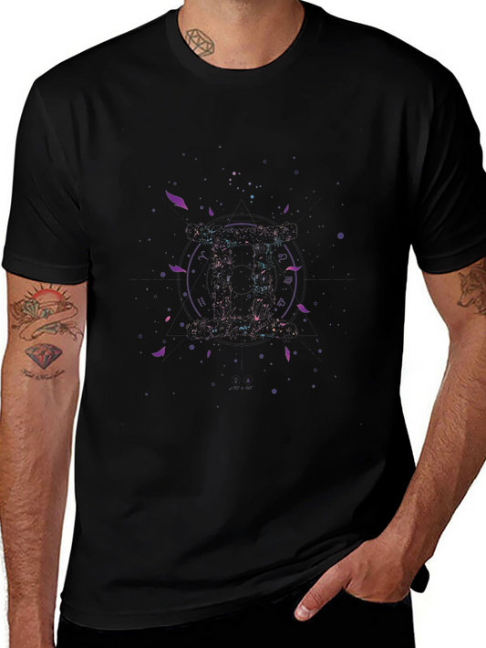 Gemini Zodiac Graphic Black T-Shirt