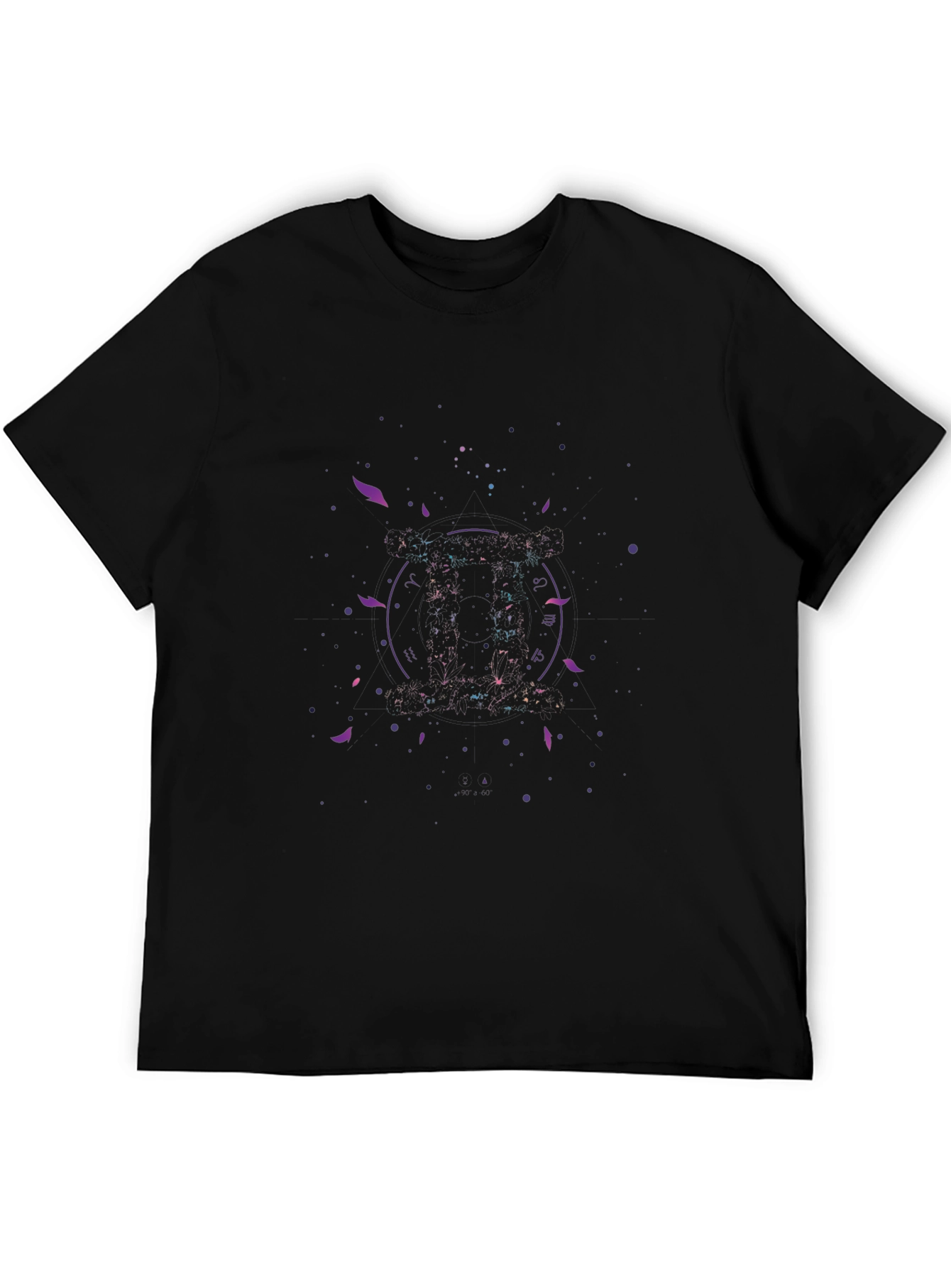Gemini Zodiac Graphic Black T-Shirt