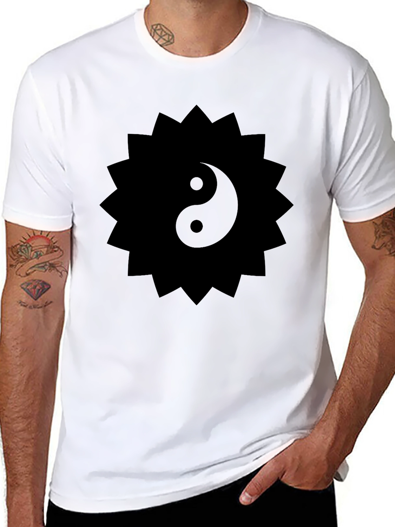 Yin Yang Sun Tee - Mens Black Graphic T-Shirt