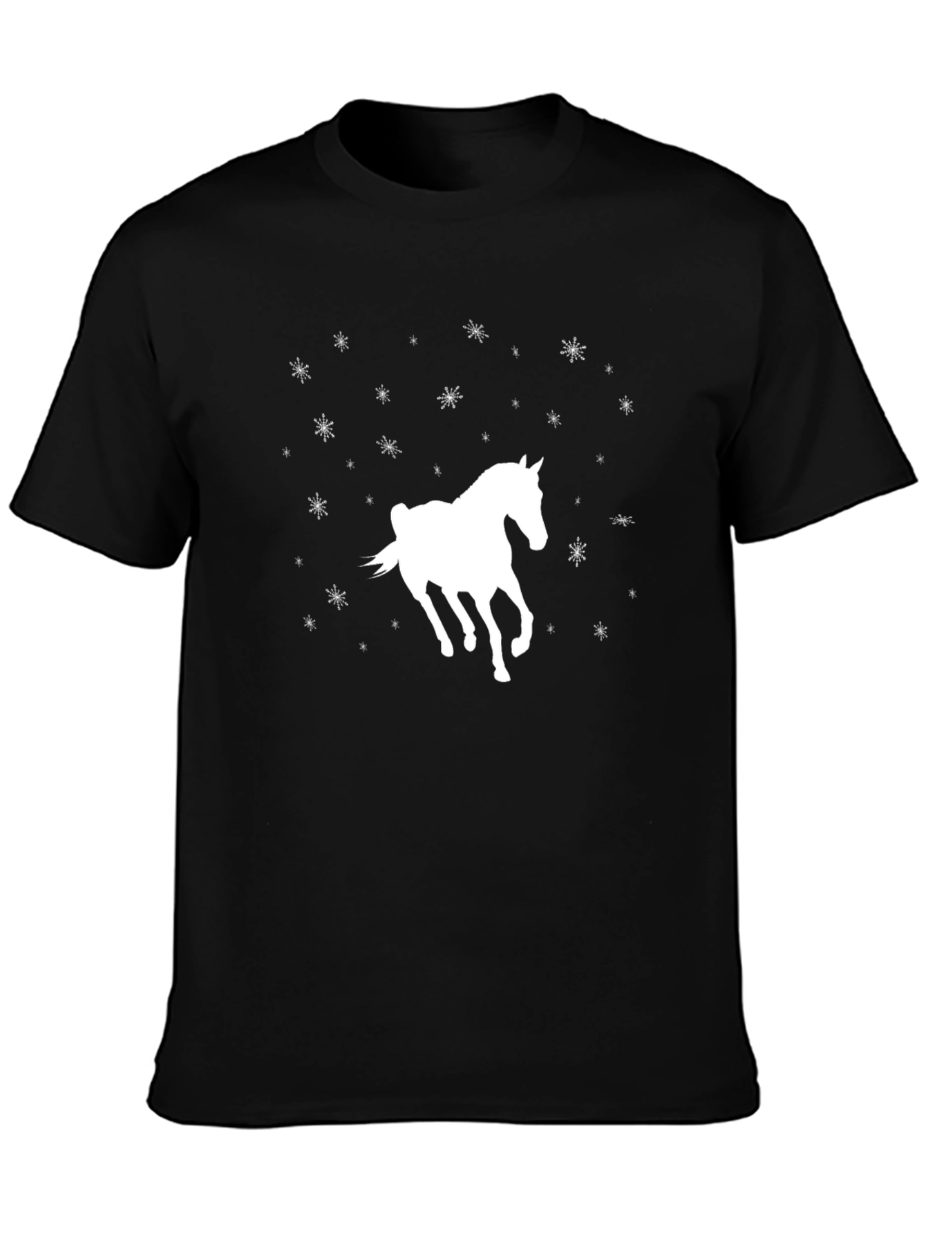 Horse & Snowflake Black Graphic Tee