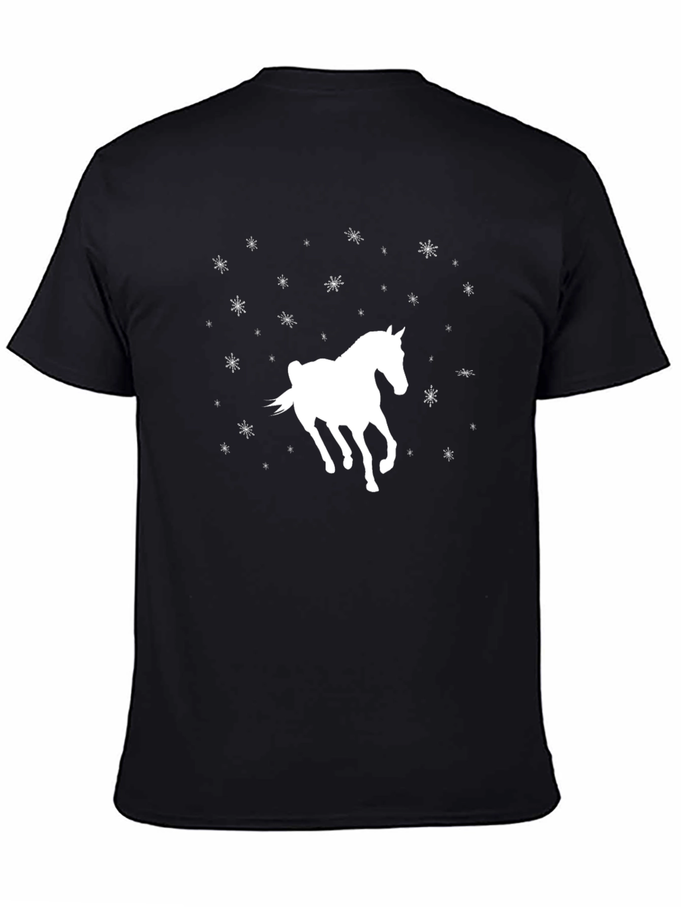 Horse & Snowflake Black Graphic Tee