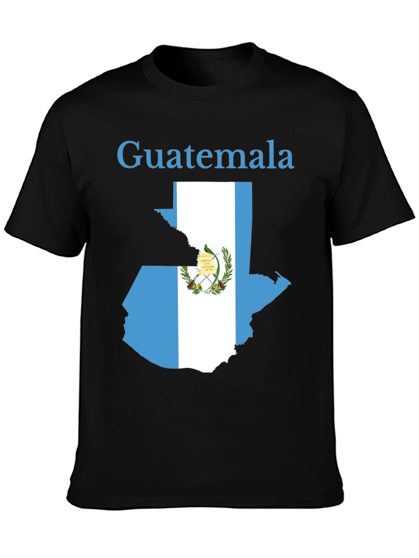 Guatemala Flag Map Black T-Shirt