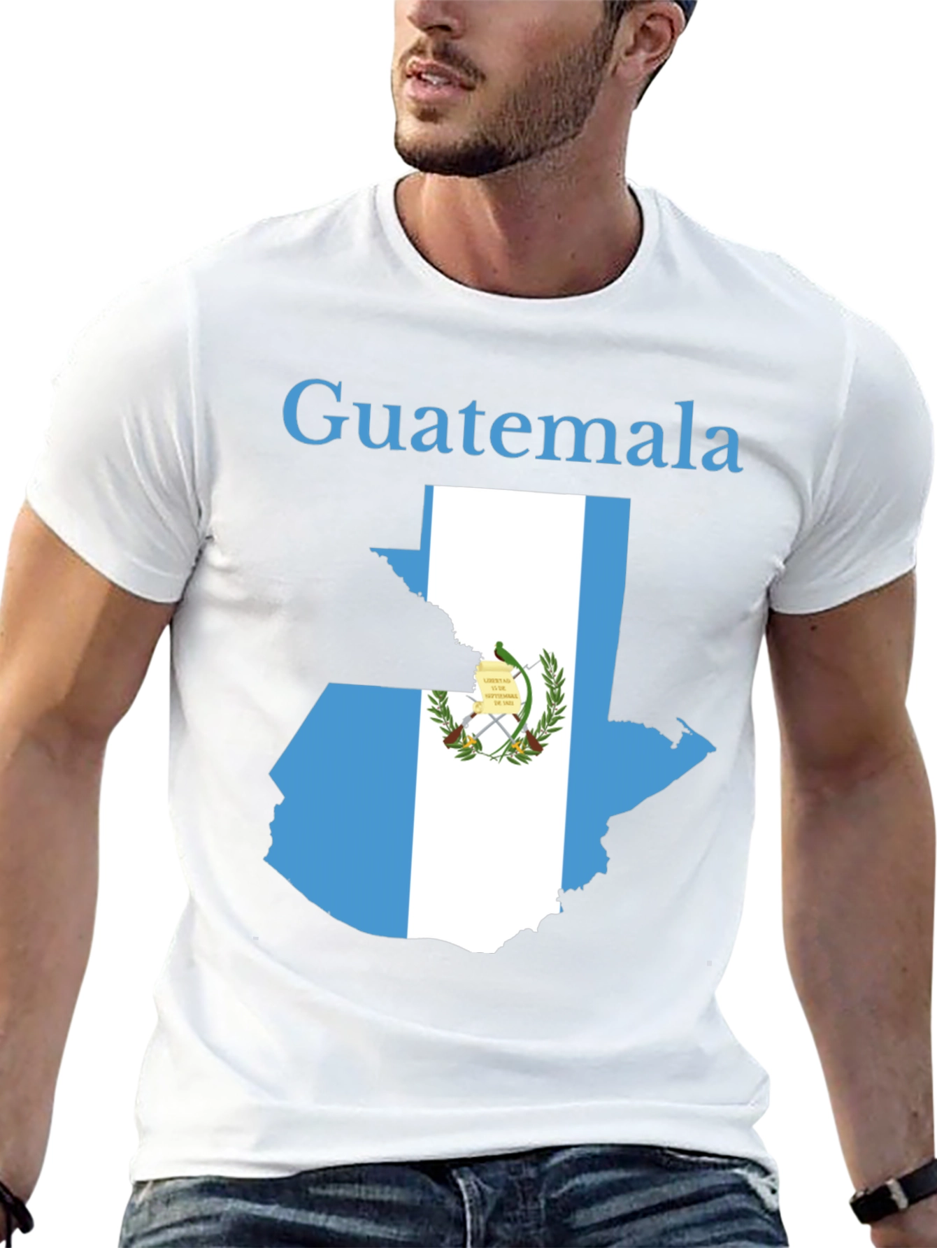 Guatemala Flag Map Black T-Shirt