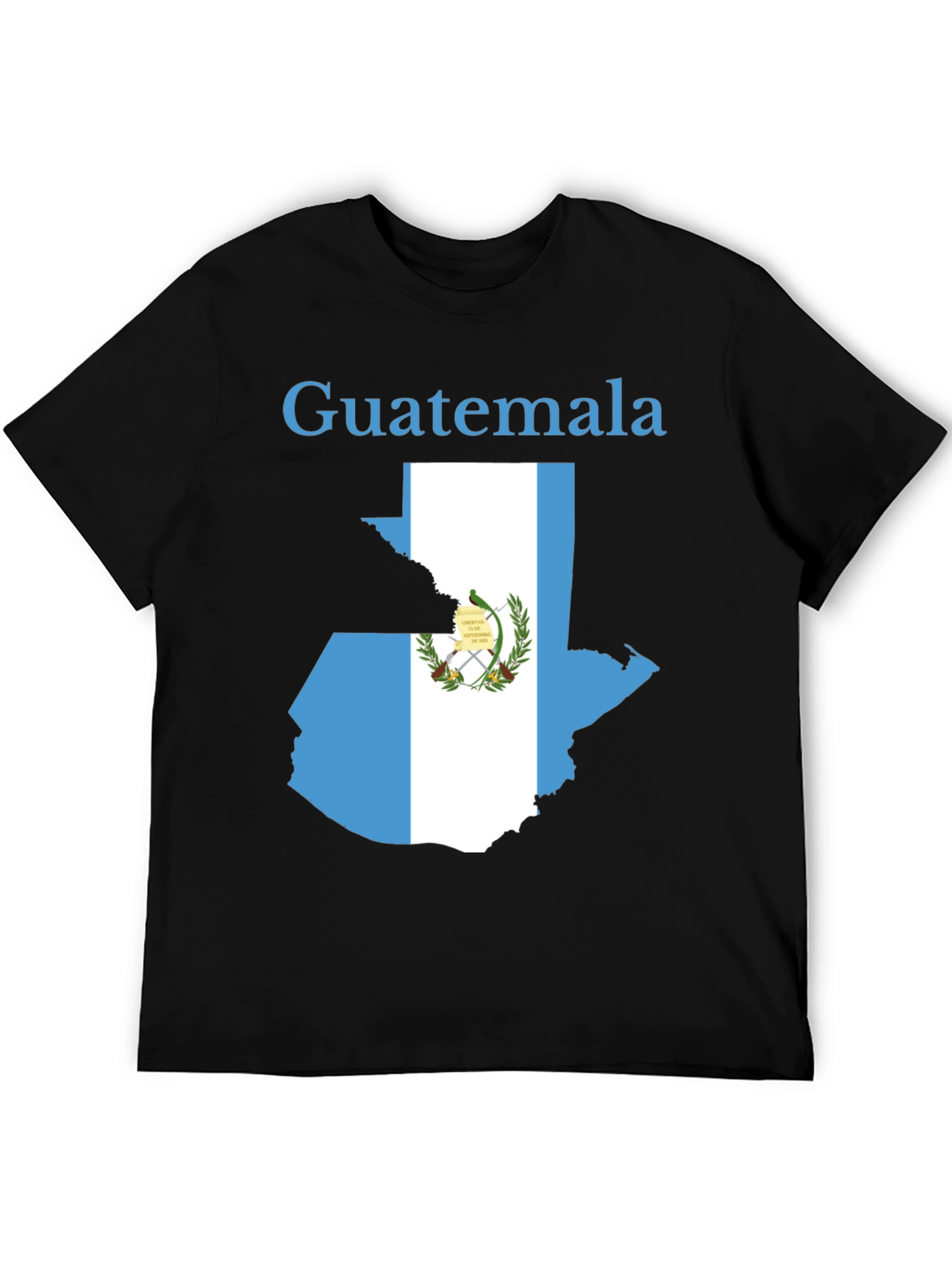 Guatemala Flag Map Black T-Shirt