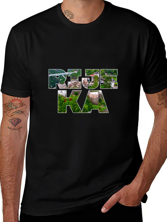 Rijeka Croatia Cityscape Tee - Black Graphic T-Shirt