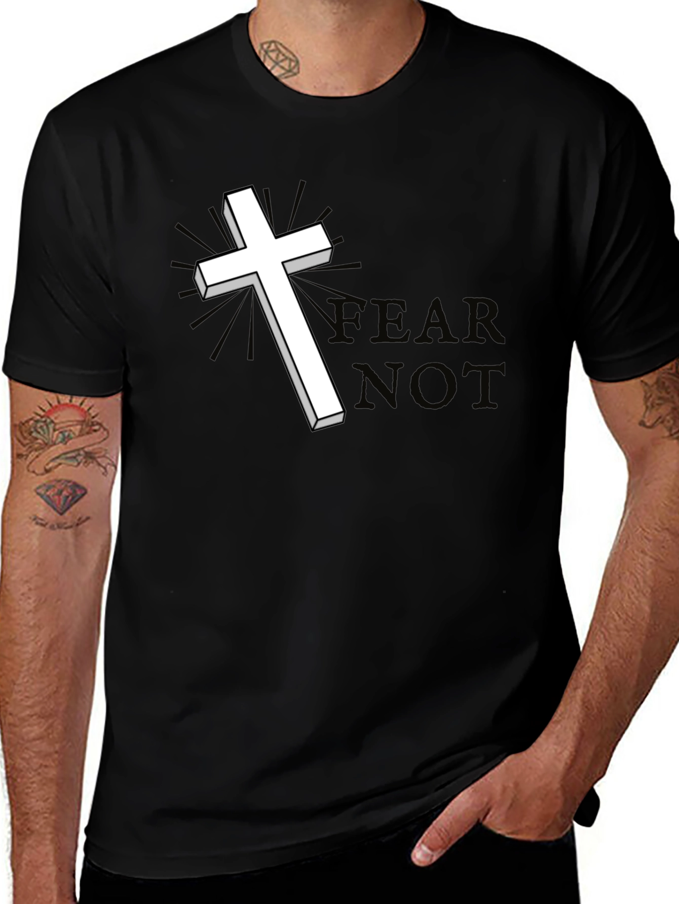 Fear Not Graphic Tee - Christian Cross T-Shirt