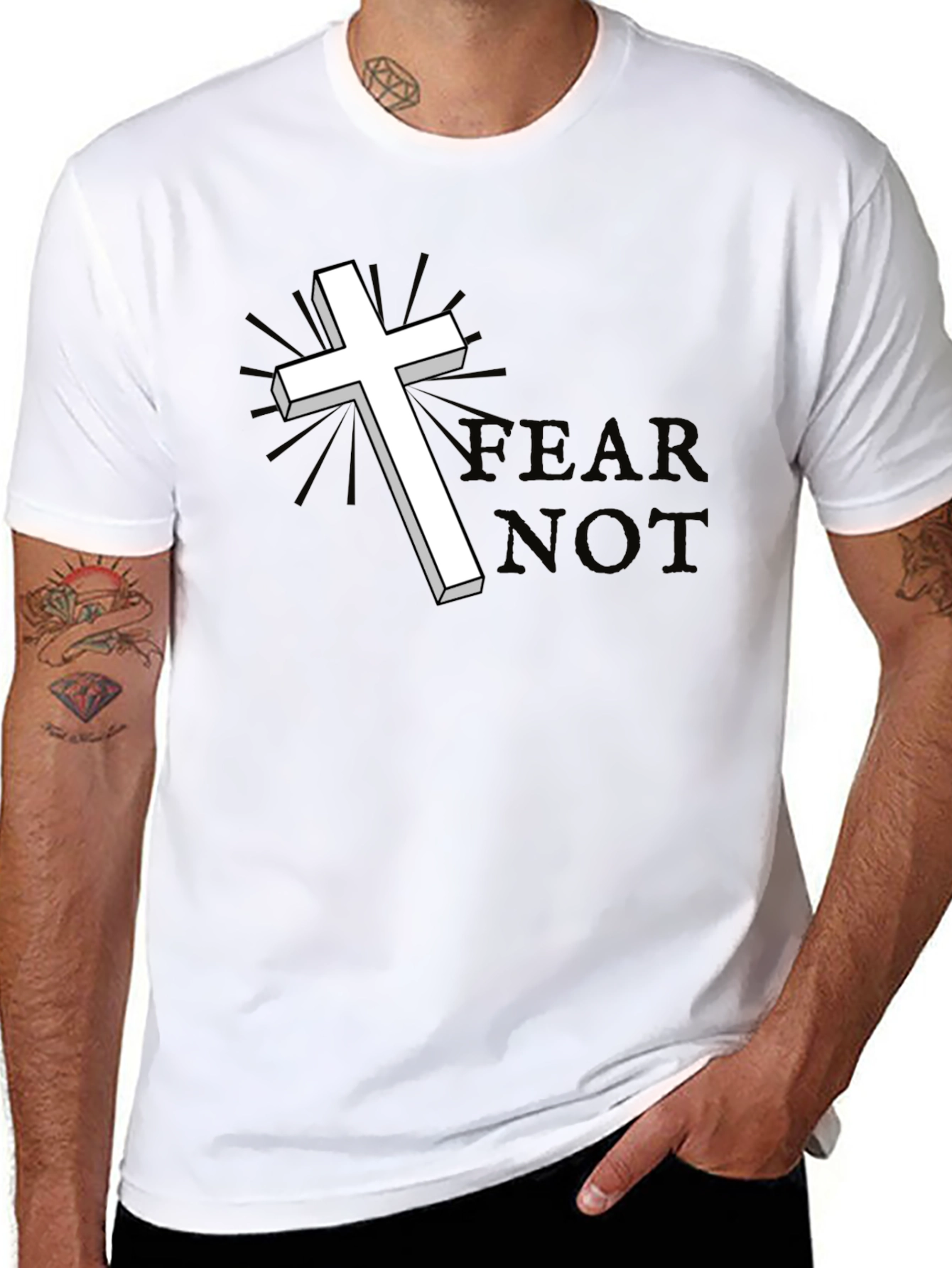 Fear Not Graphic Tee - Christian Cross T-Shirt