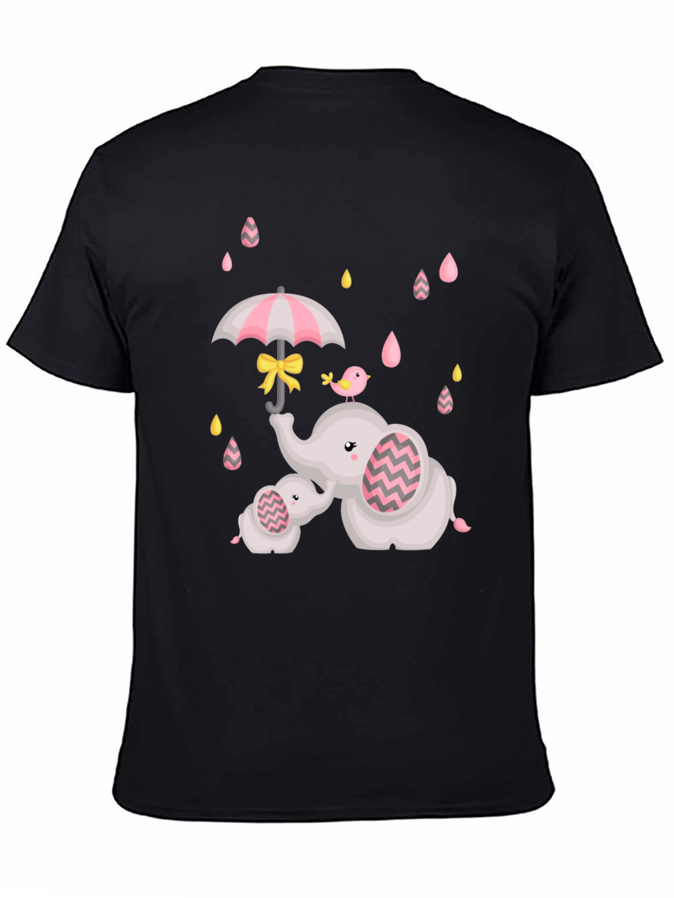 Cute Elephant Family Raindrops Graphic Tee