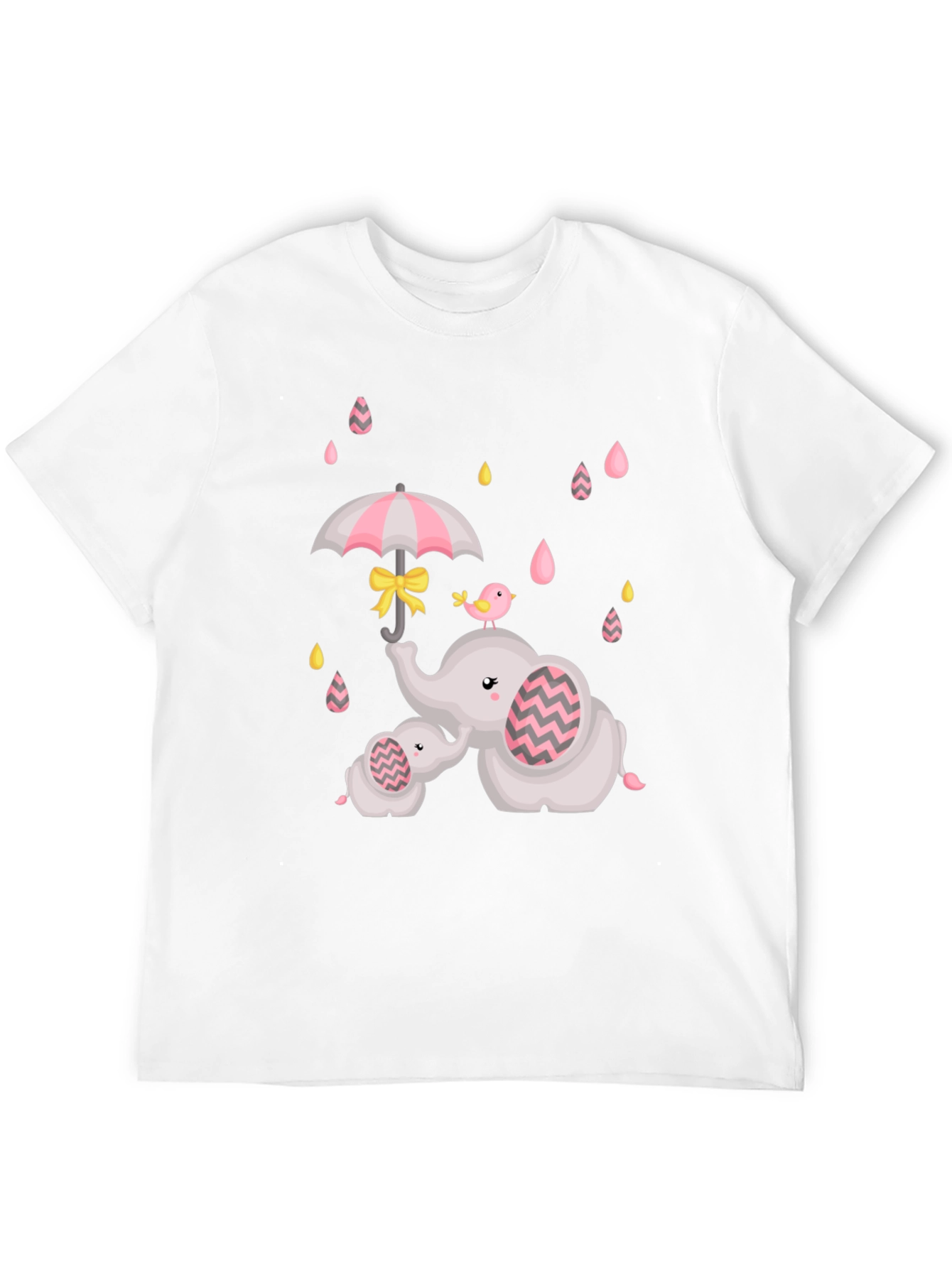 Cute Elephant Family Raindrops Graphic Tee