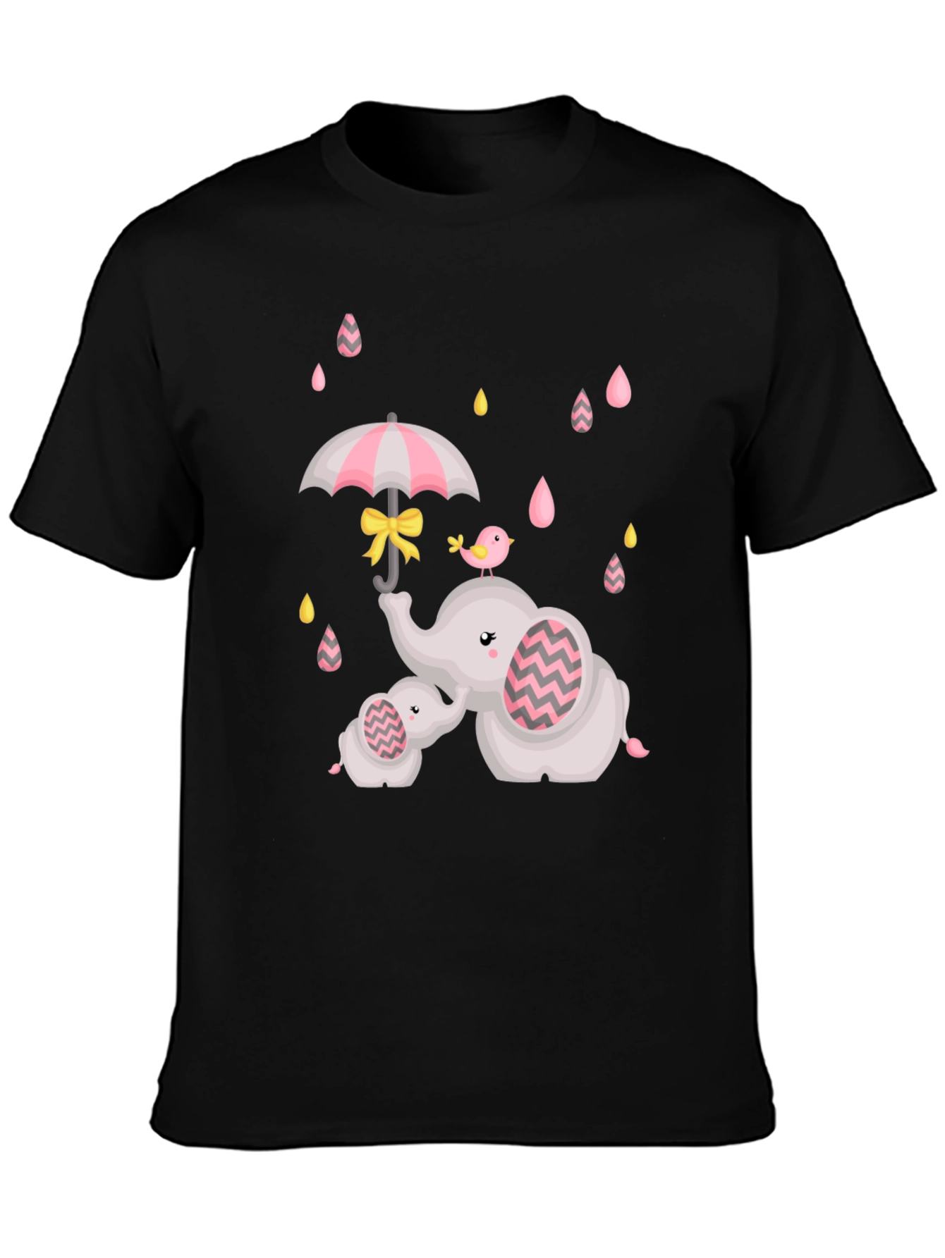 Cute Elephant Family Raindrops Graphic Tee