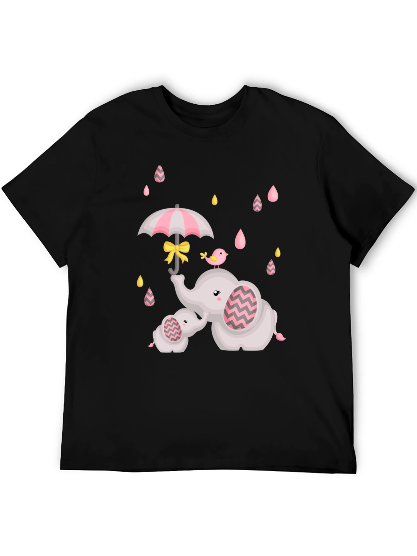 Cute Elephant Family Raindrops Graphic Tee